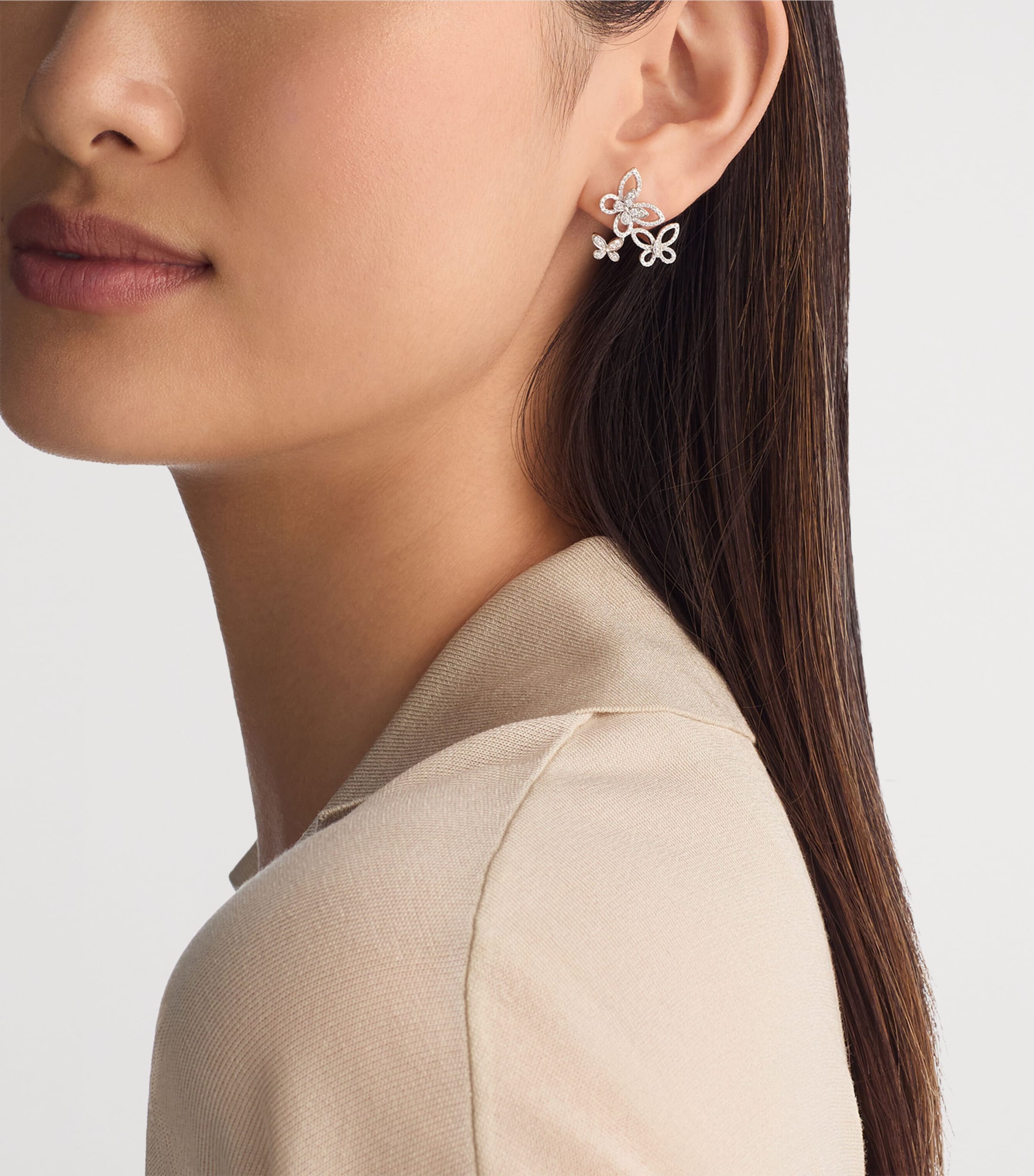 Graff White Gold and Diamond Butterfly Earrings White Gold Image 2