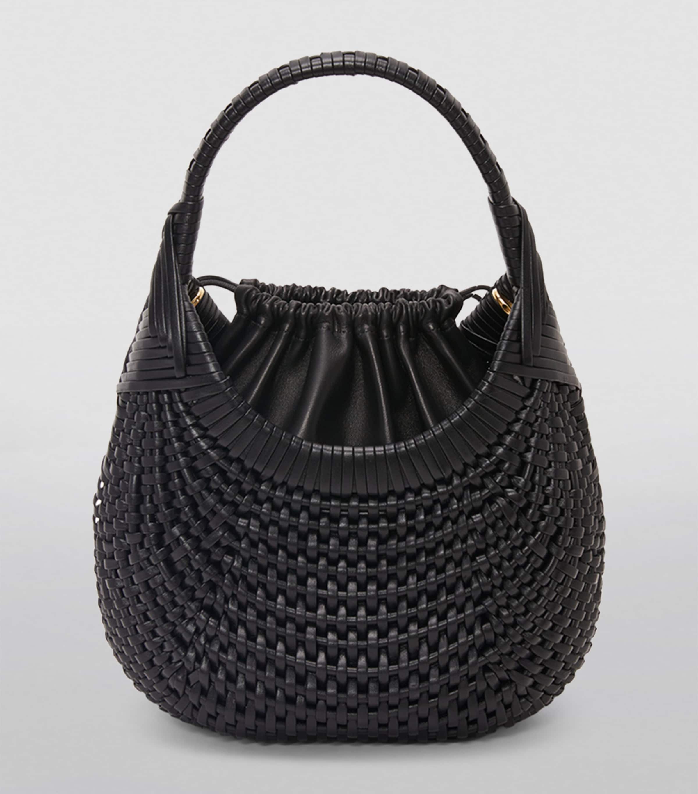 Leather Diamond Top-Handle Bag BLACK Image 3