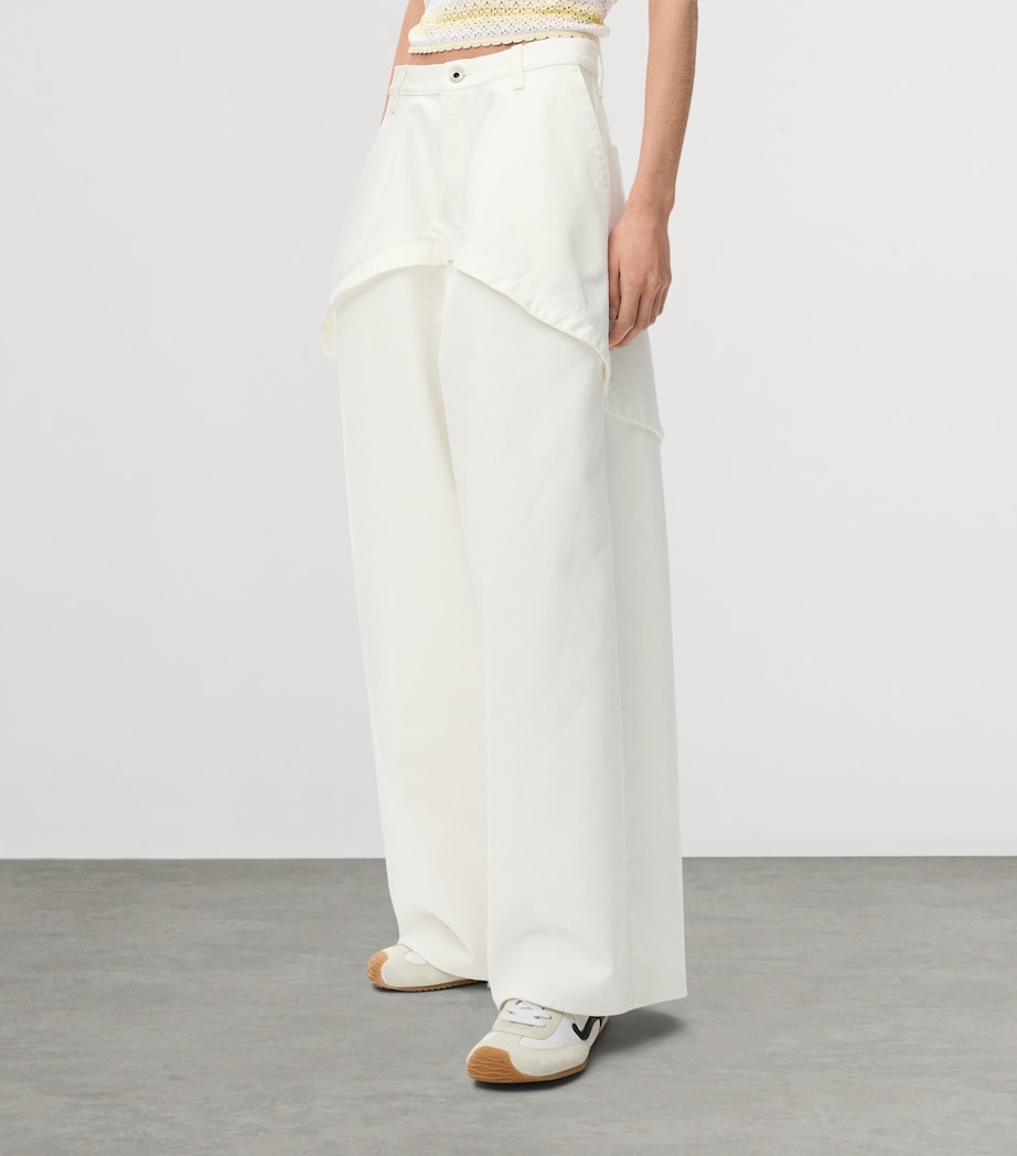 LOEWE Womens x Paula's Ibiza Cotton Panelled Trousers White Image 3