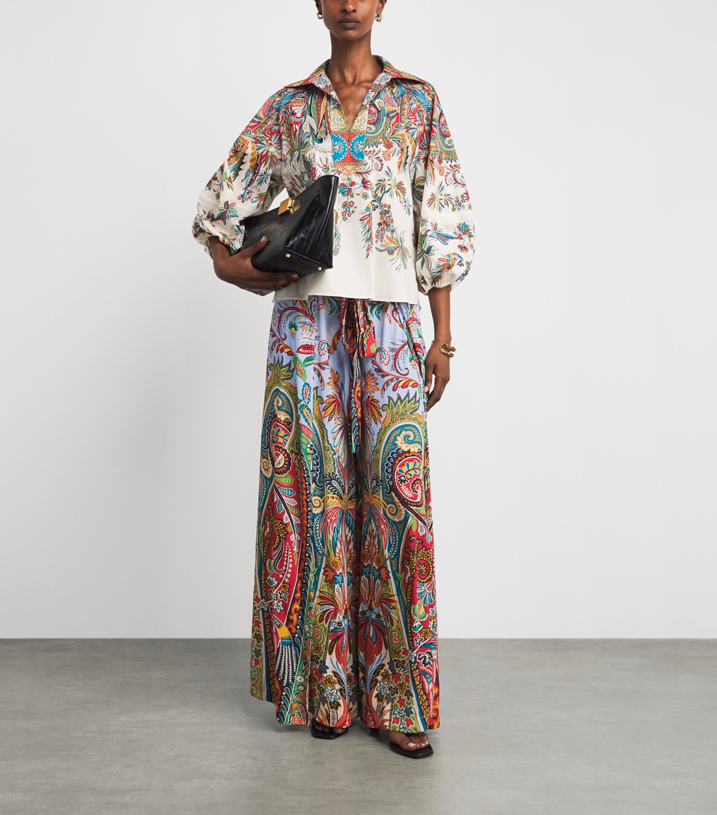 Etro Womens Poplin Floral Print Blouse Prnt/white Bs Image 2