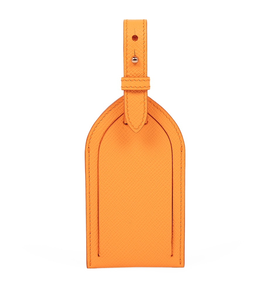 Smythson Calfskin Panama Luggage Tag Light Orange Image 1
