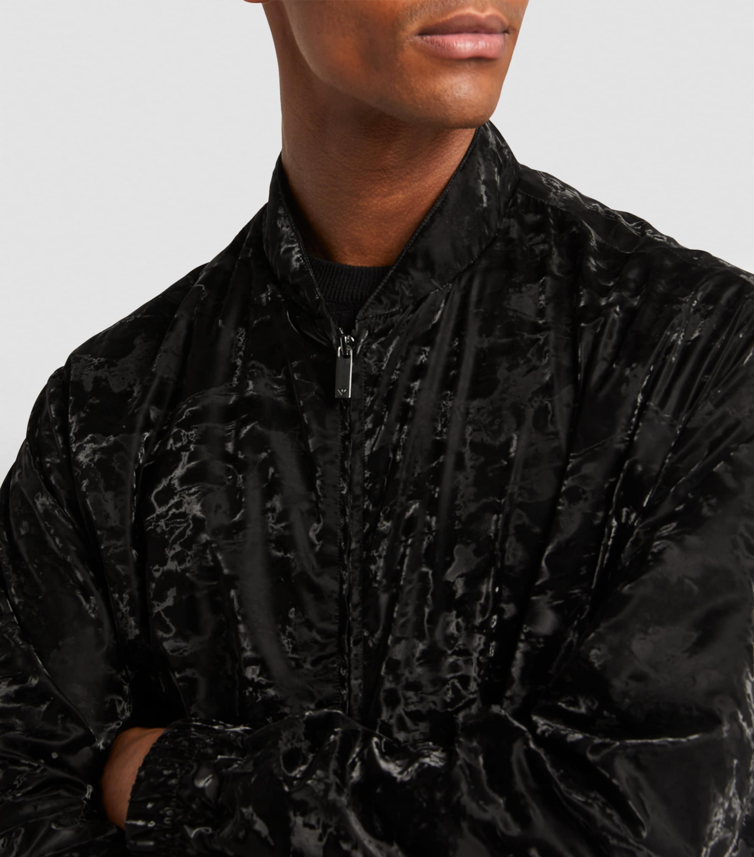 Emporio Armani Camouflage Coated Bomber Jacket | Harrods UK