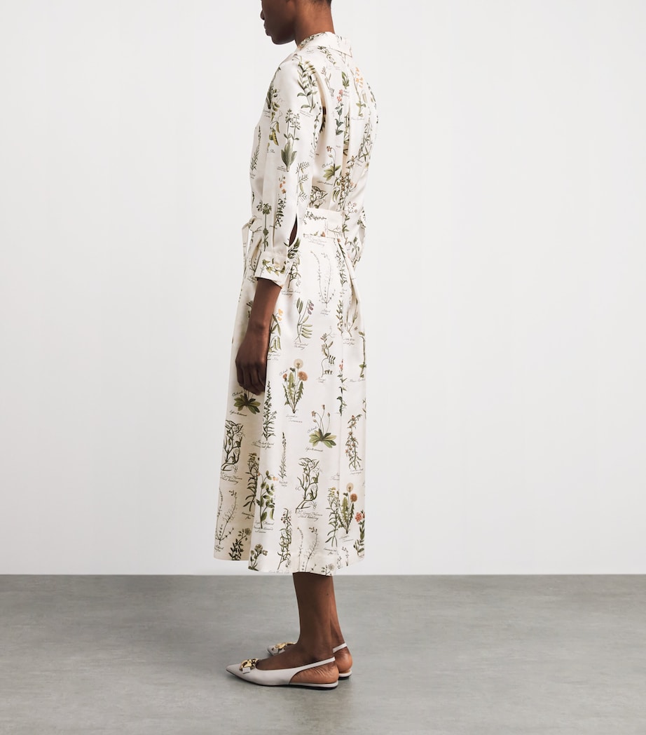 Colombo Womens Silk Floral Print Midi Shirt Dress Herbs Print Col.sand Image 4