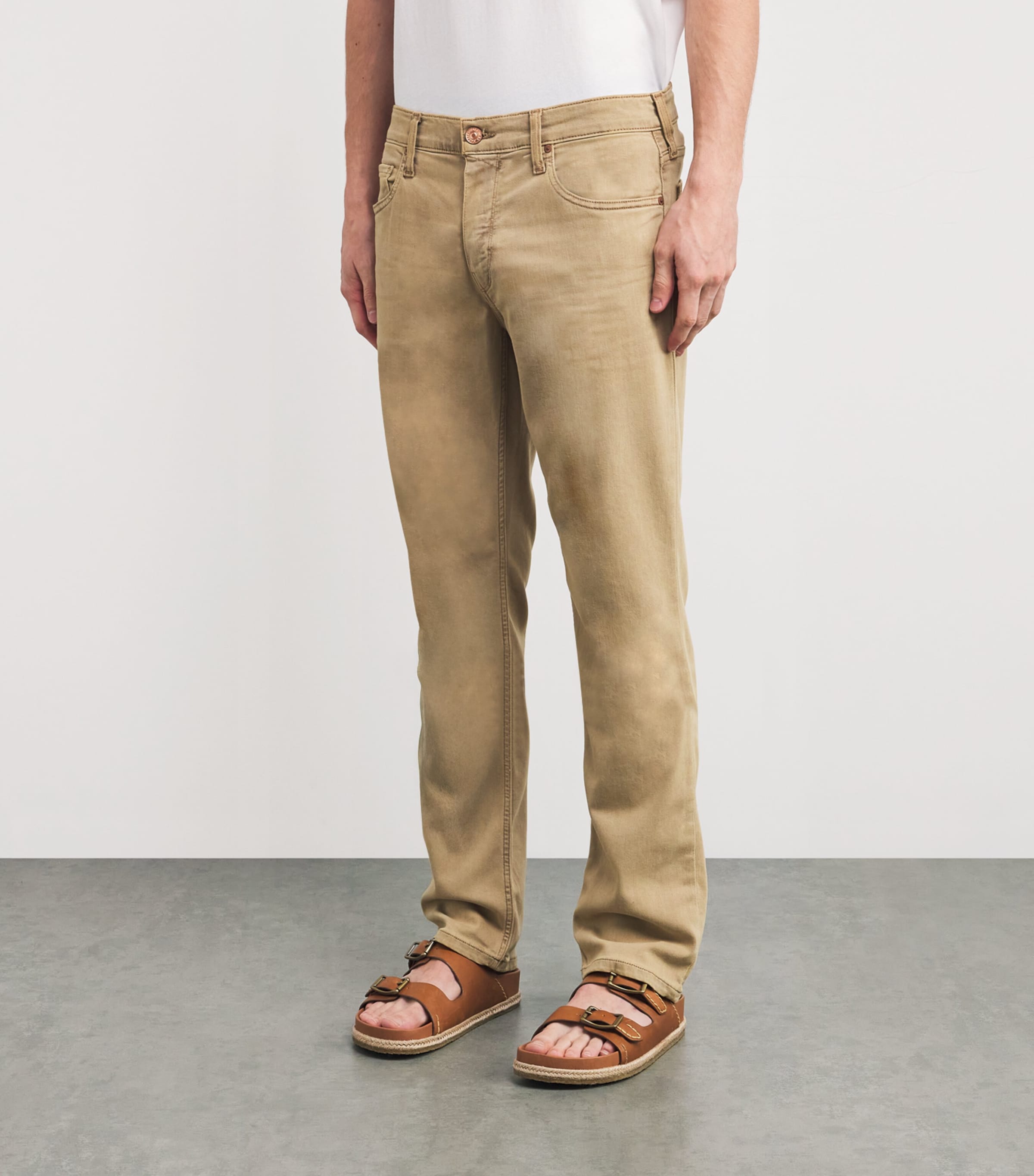 PAIGE Mens Normandie Straight Jeans Vintage Light Oak Image 3