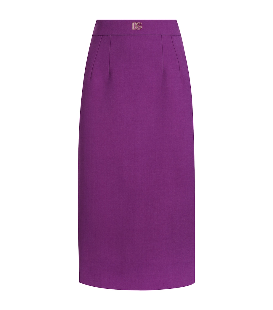 Virgin Wool Logo Pencil Midi Skirt F0571-PURPLE Image 1