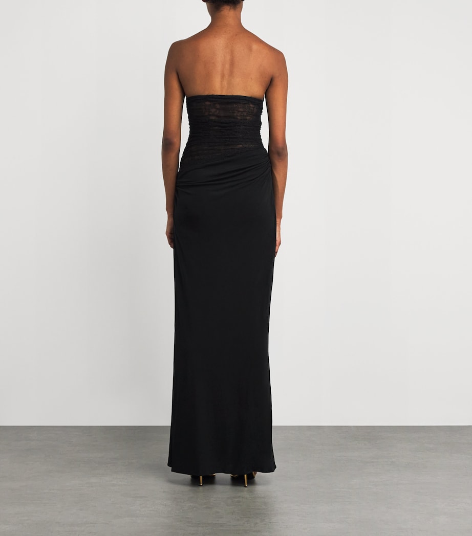 Lace-Bustier Strapless Salacia Gown BLACK Image 3