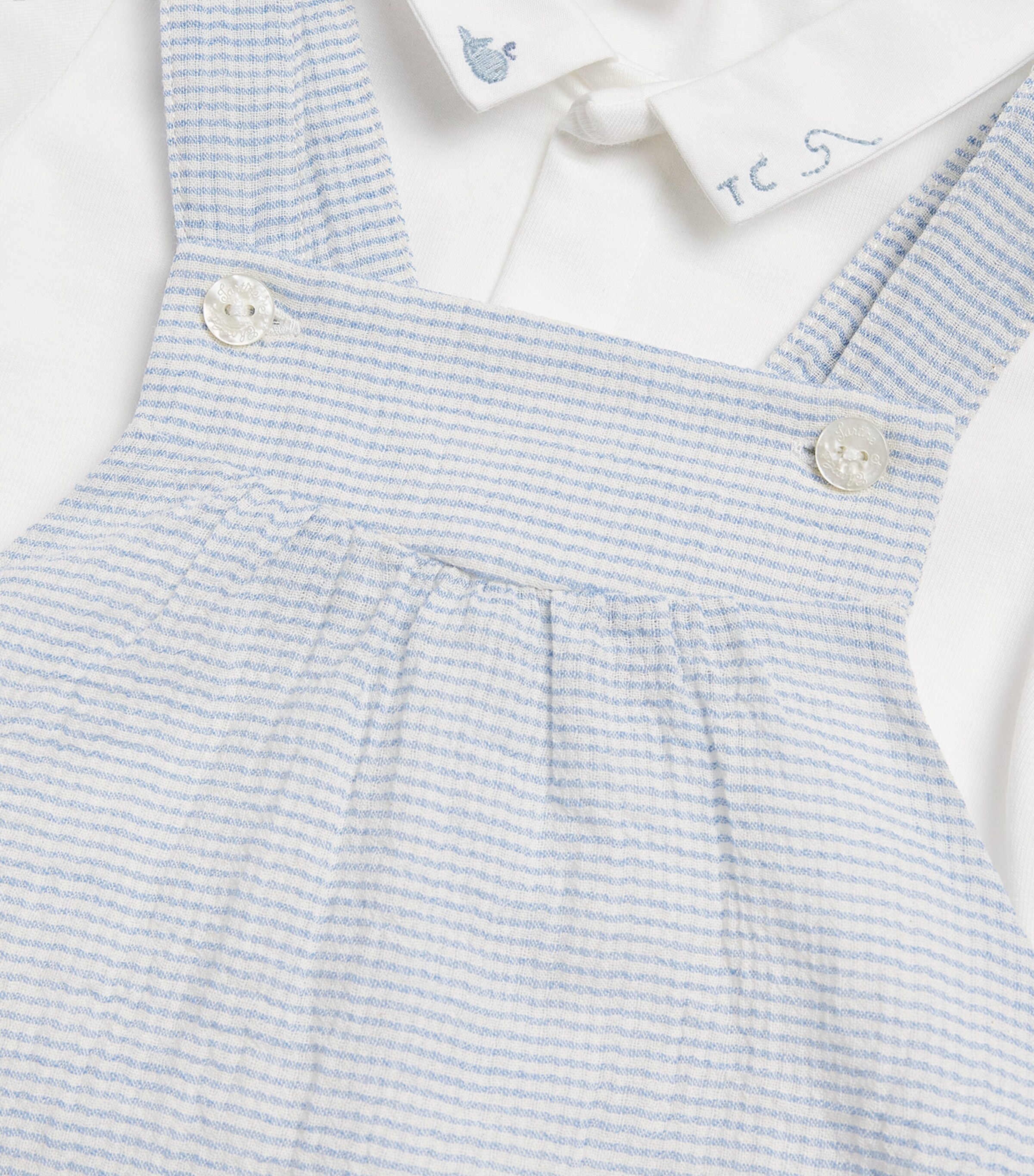 Tartine et Chocolat Cotton Dungarees and Bodysuit Set (0 Months-18 Months) Bleu Cï¿½leste Image 4