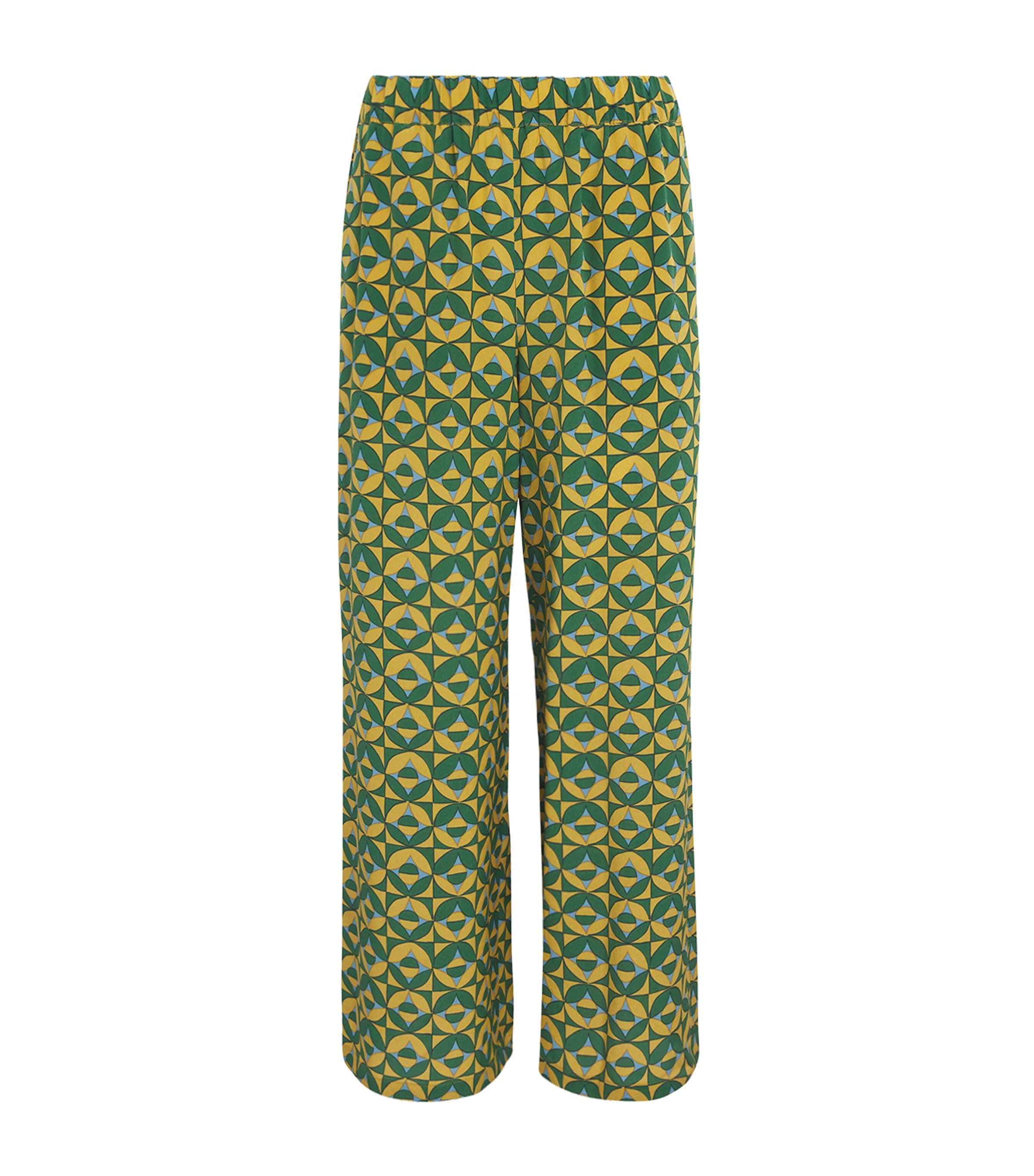 Shop Weekend Max Mara Silk Printed Trousers In Green