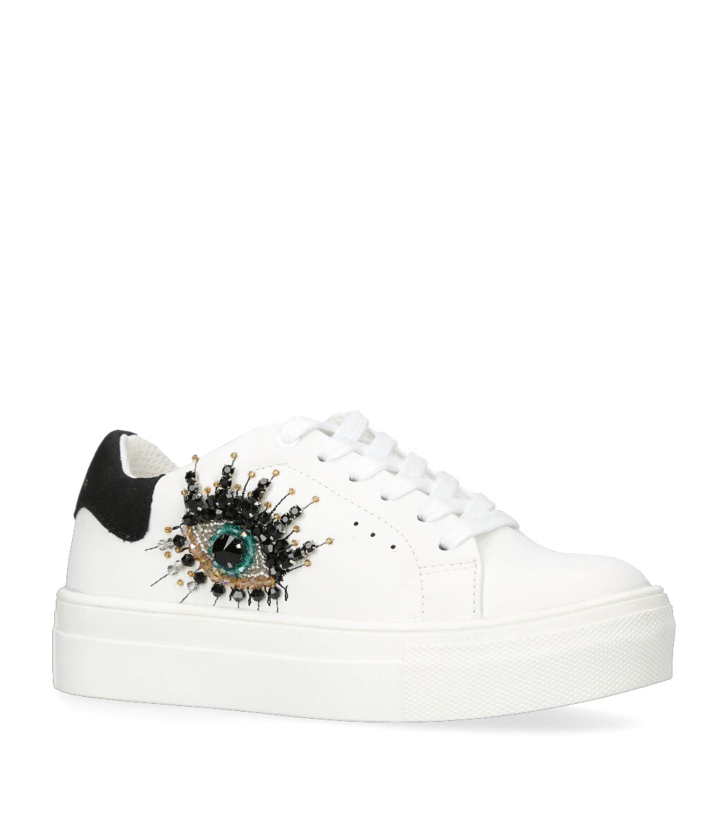 Shop Kurt Geiger Leather Mini Laney Eye Sneakers In White