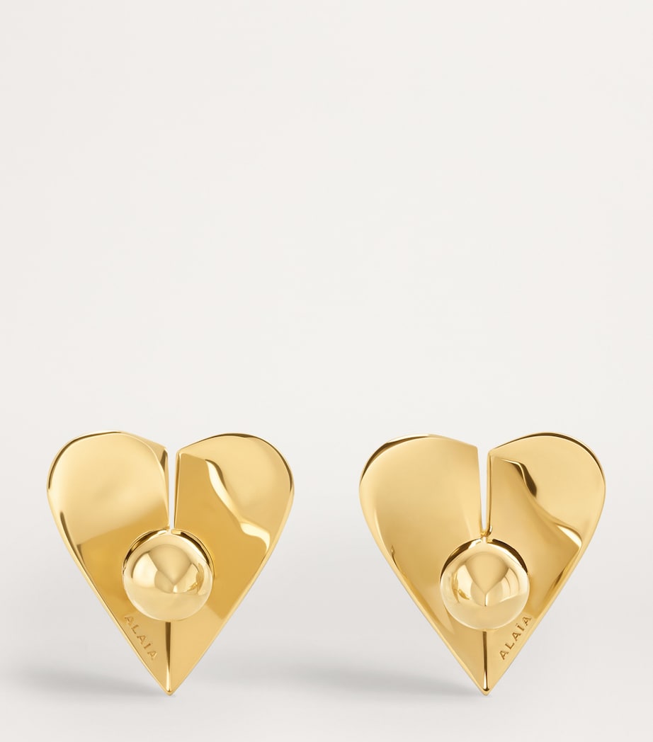 Brass Mini Le Coeur Earrings OR Image 2