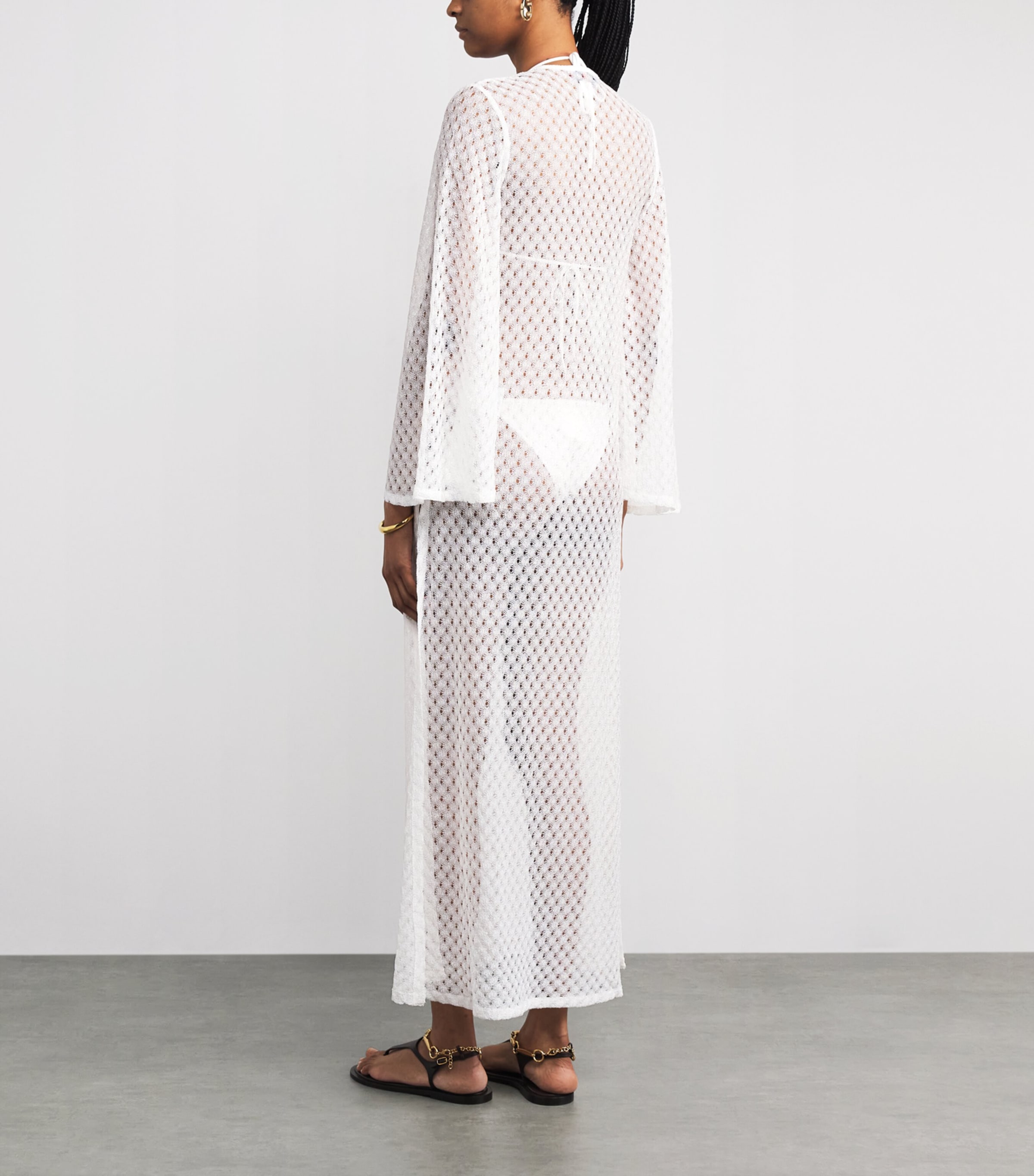 Metallic Knit Kaftan S01JWWHITE Image 3
