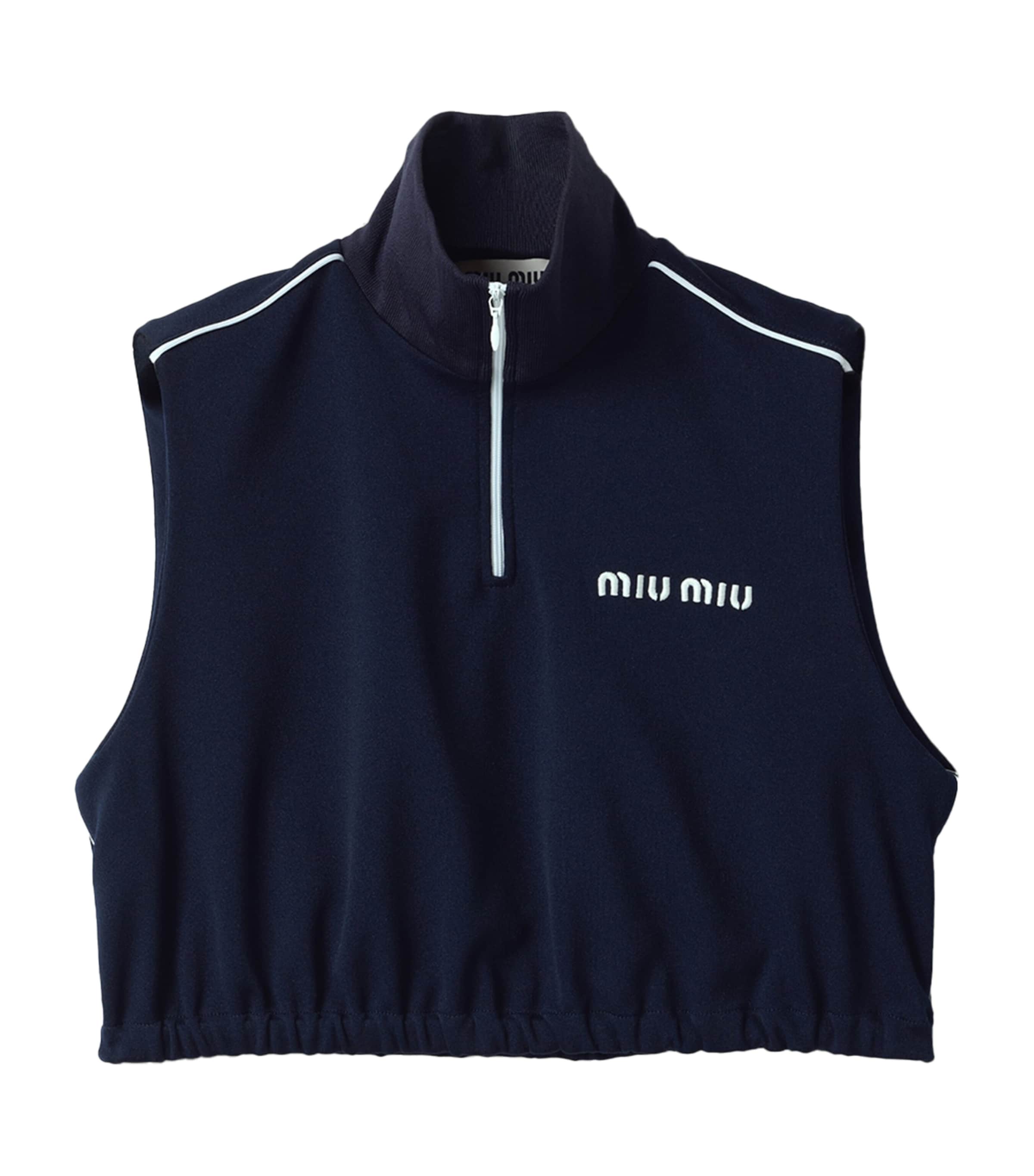 Miu Miu Womens Technical Logo Crop Top Image 1