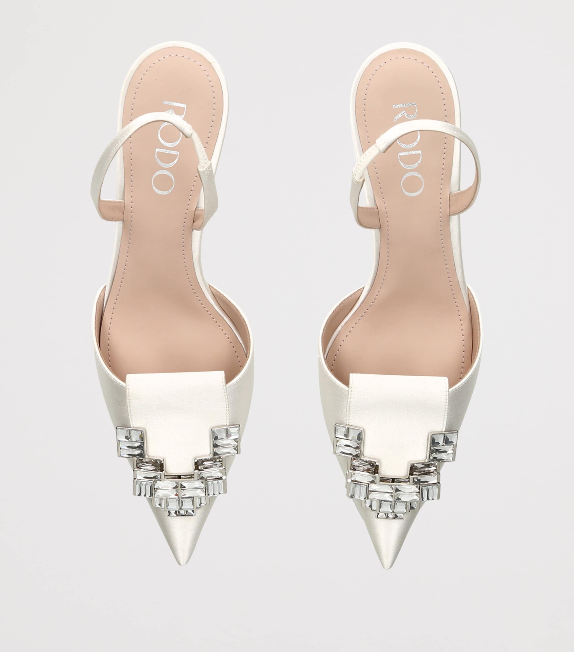 Rodo Satin Dafne Slingback Heels 75 White Image 3
