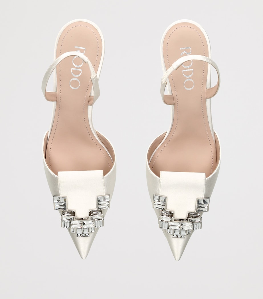 Rodo Satin Dafne Slingback Heels 75 White Image 3