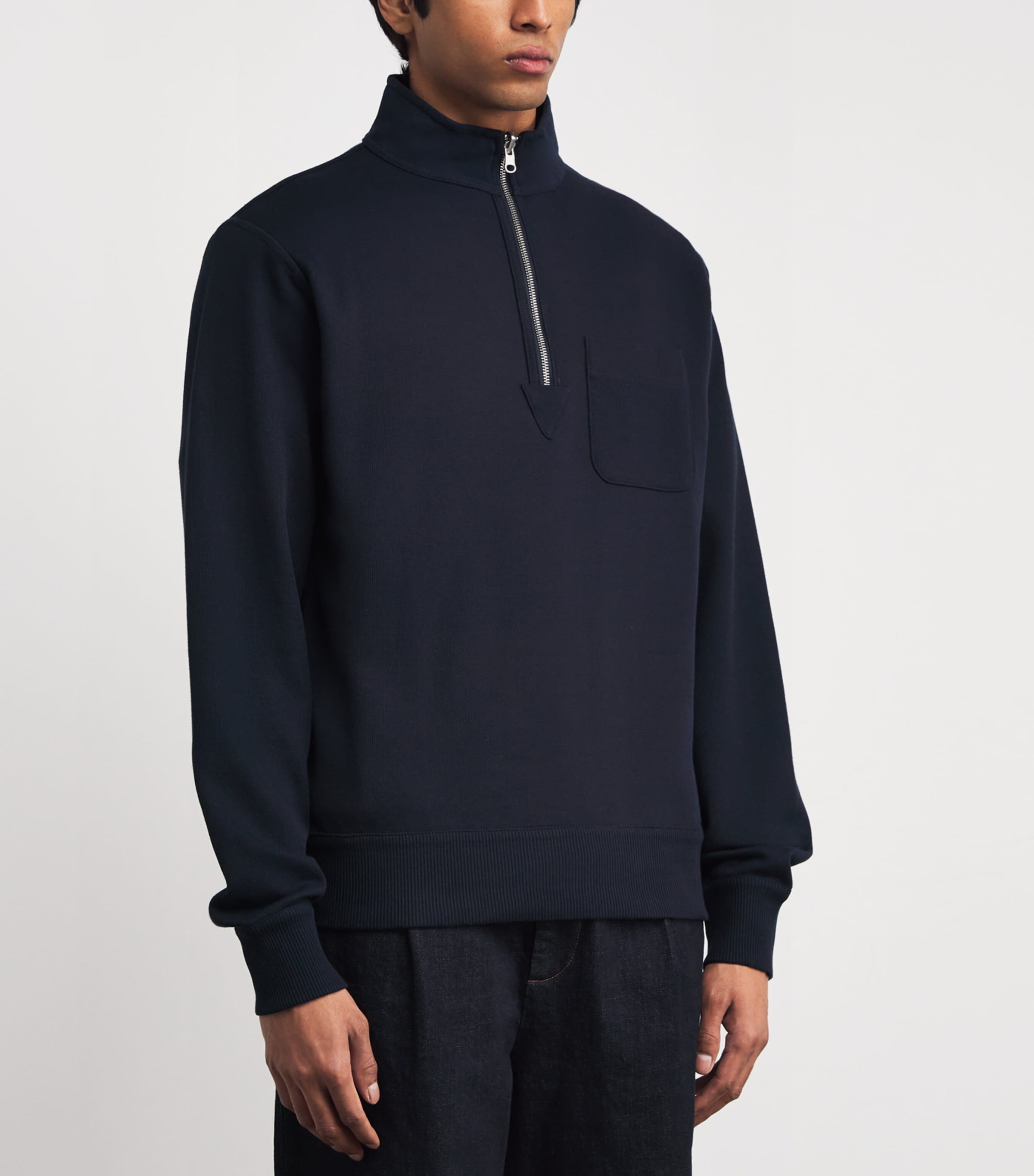 Reversible Stripe Quarter-Zip Sweatshirt NAVY/BROWN Image 3