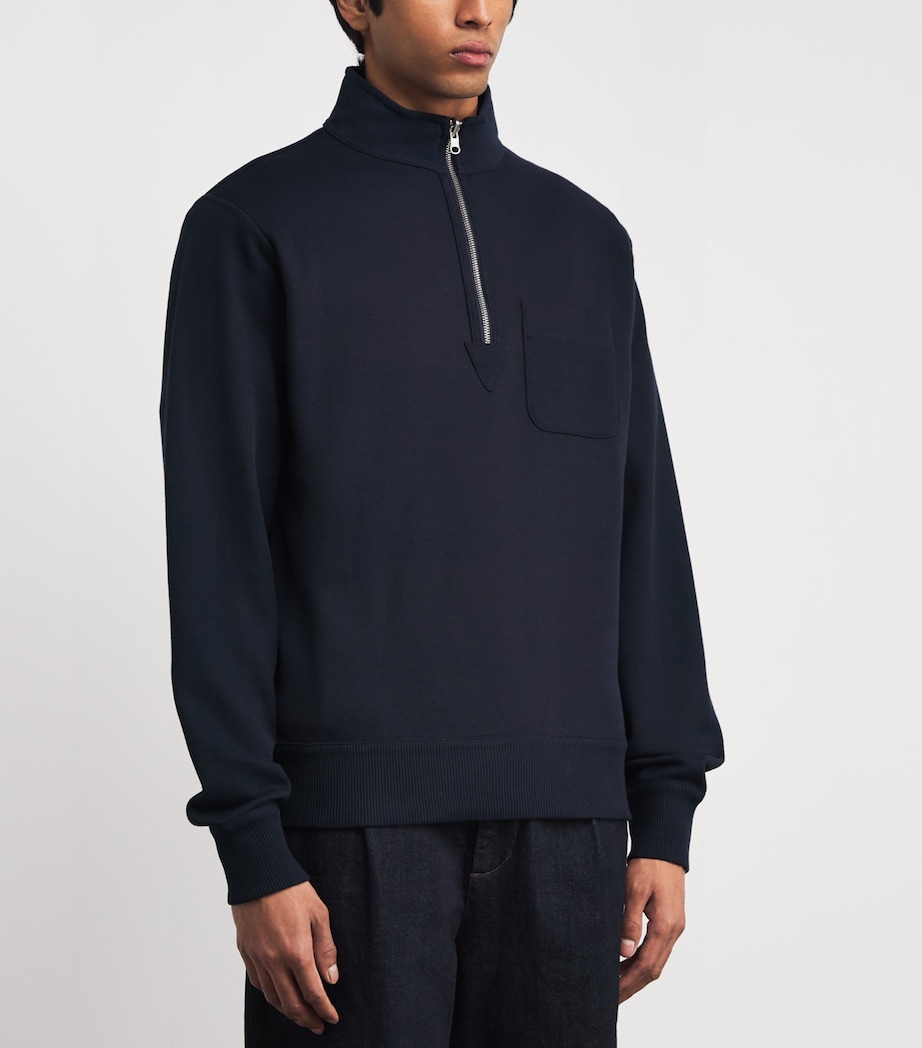 Reversible Stripe Quarter-Zip Sweatshirt NAVY/BROWN Image 3