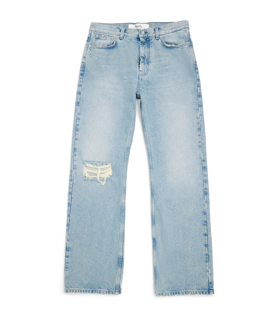 Ripped Straight Jeans INDIGO WASH Image 1