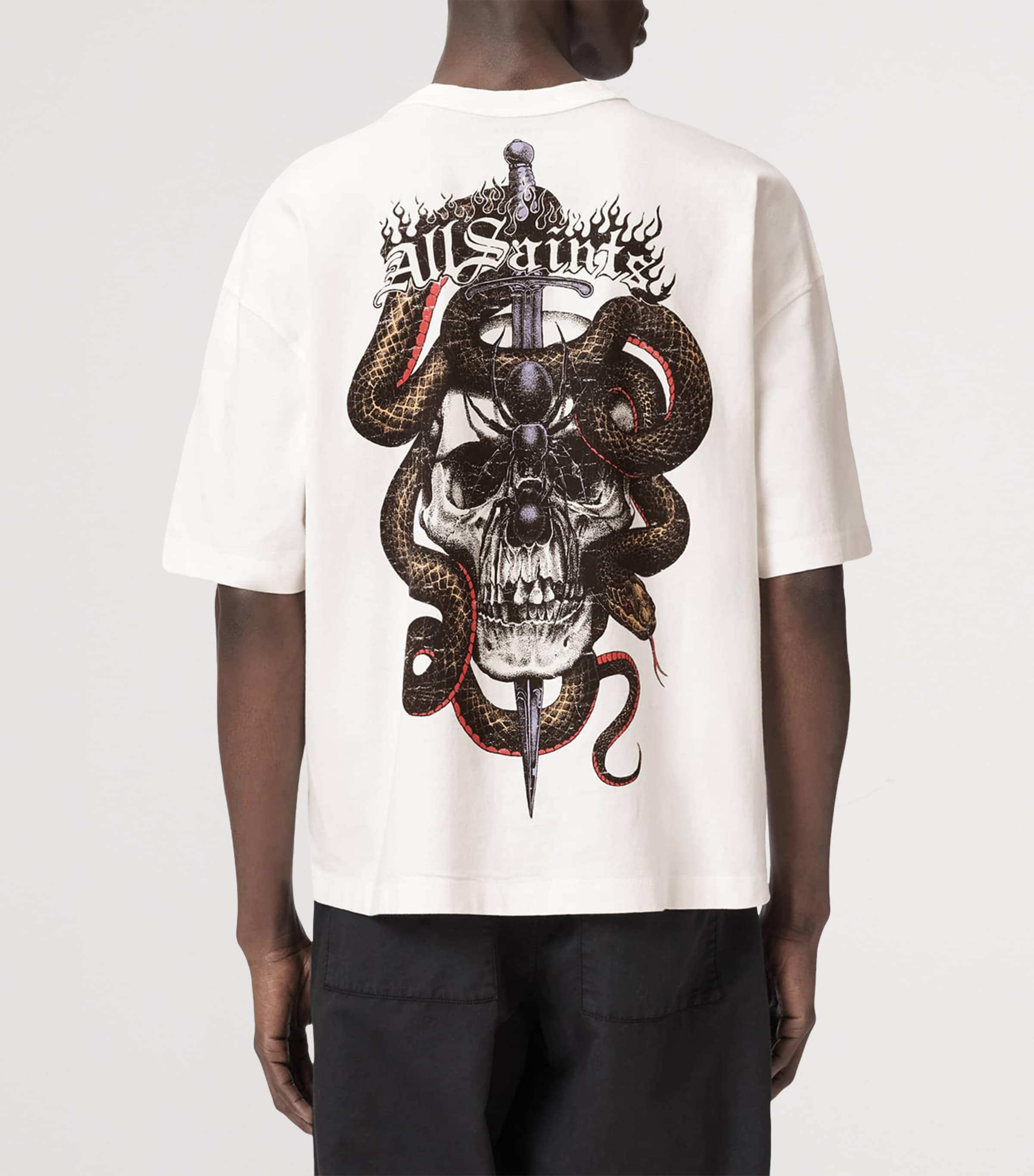 AllSaints Mens Organic Cotton Araknid T-Shirt Chalk White Image 4