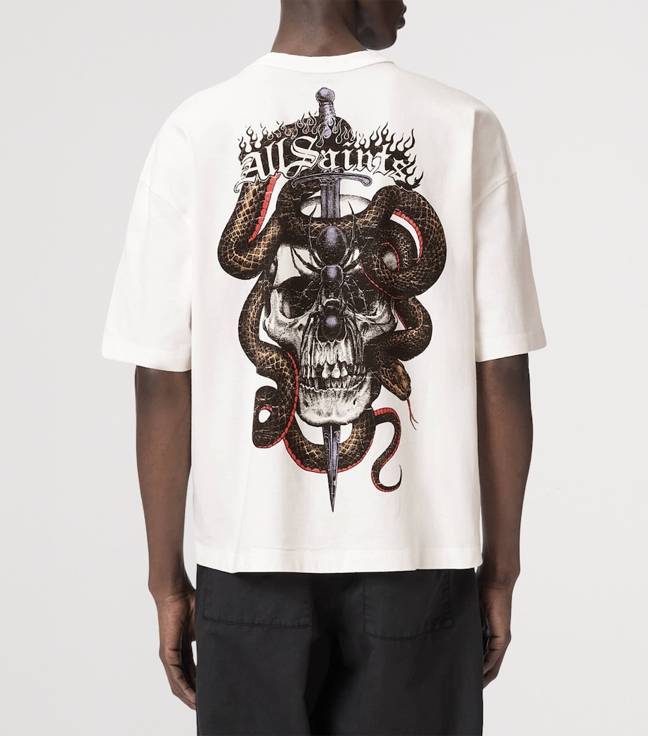 AllSaints Mens Organic Cotton Araknid T-Shirt Chalk White Image 4