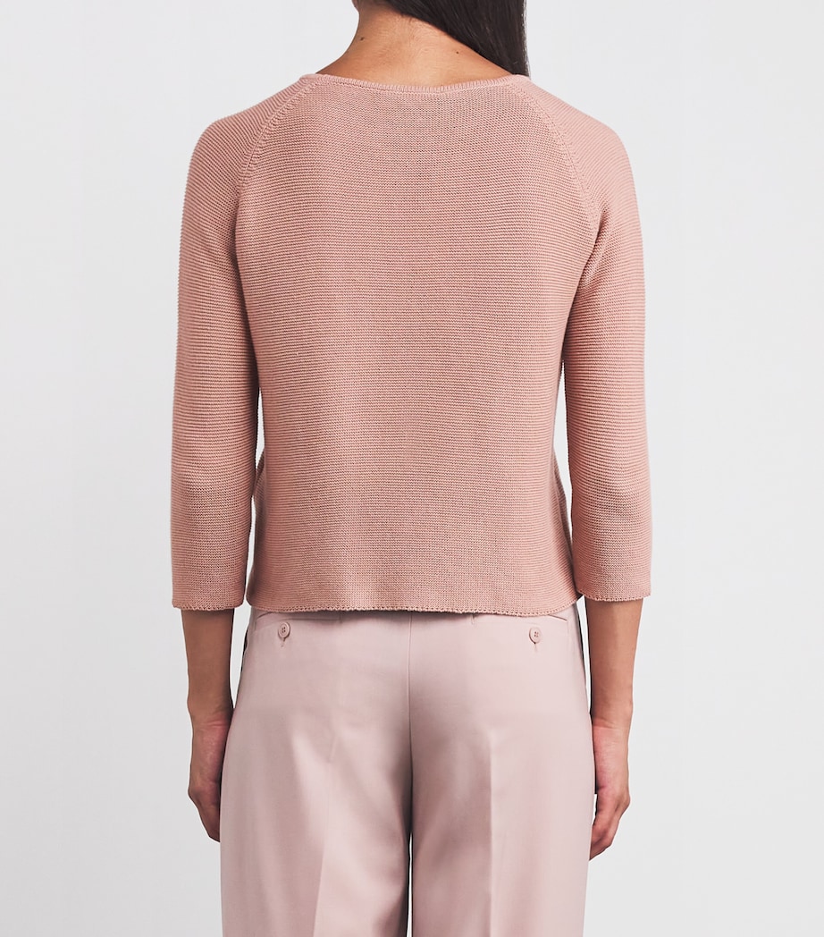 Cotton Crop-Sleeve Sweater POWDER Image 4