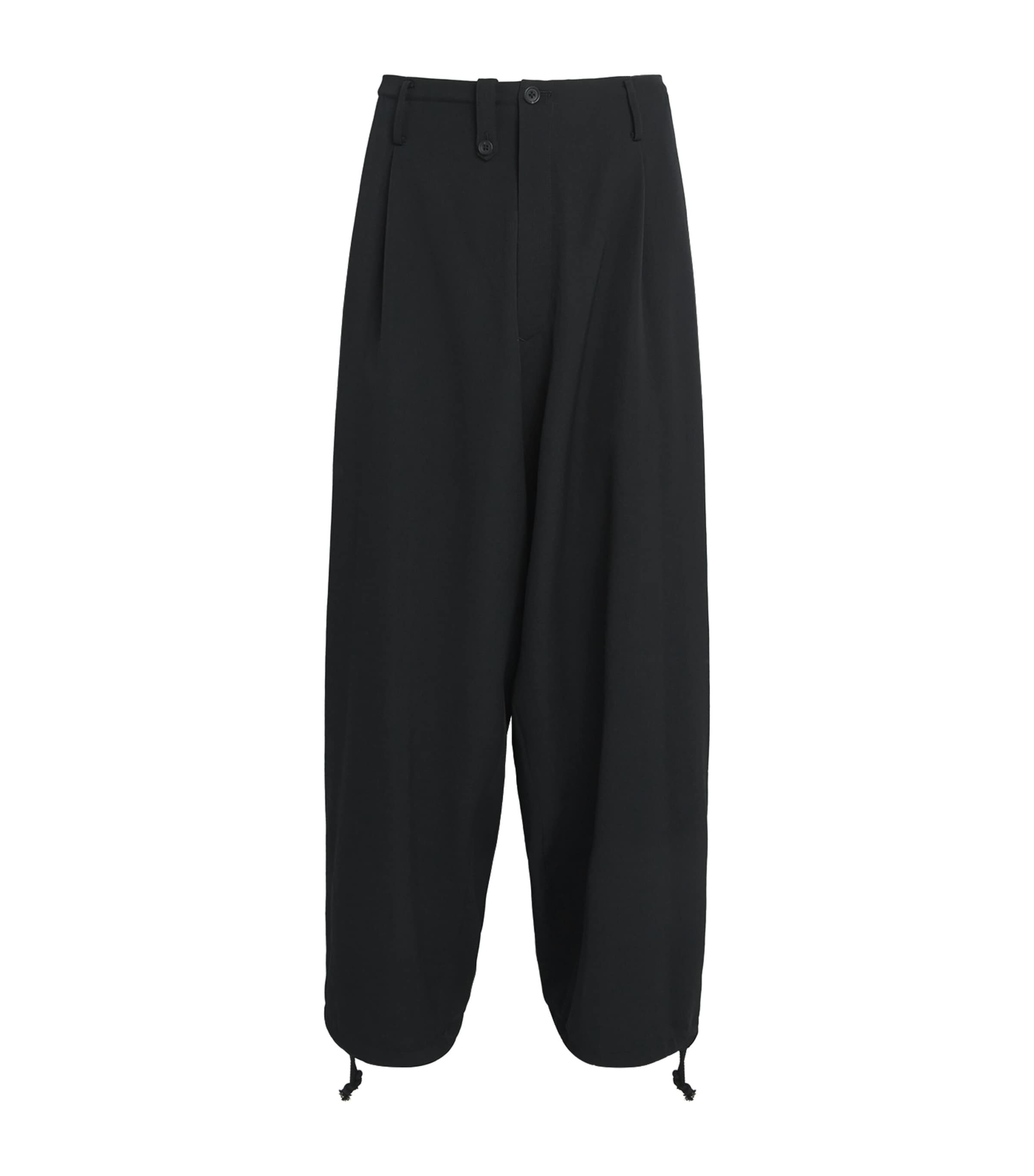 Wool String-Pleated Trousers BLACK 2 Image 1
