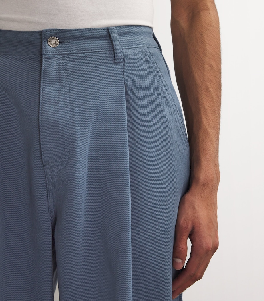 Cotton Work Pleated Trousers BLUE Image 6
