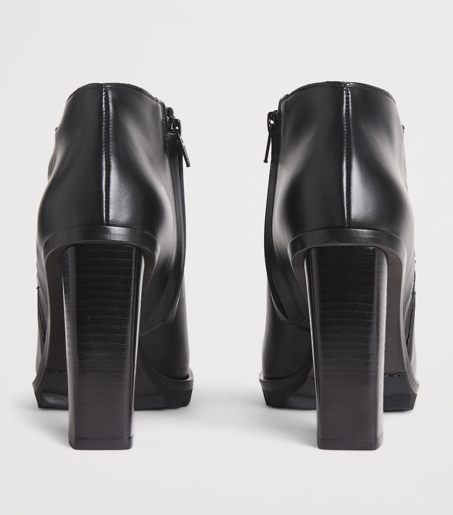 Leather Lace-Up Ankle Boots BLACK Image 4