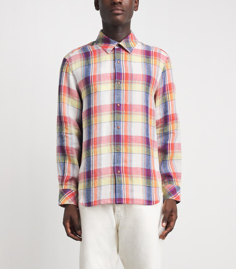 God's True Cashmere Mens Linen Plaid Daybreak Shirt Red Sun / Orange Sunstone Image 4