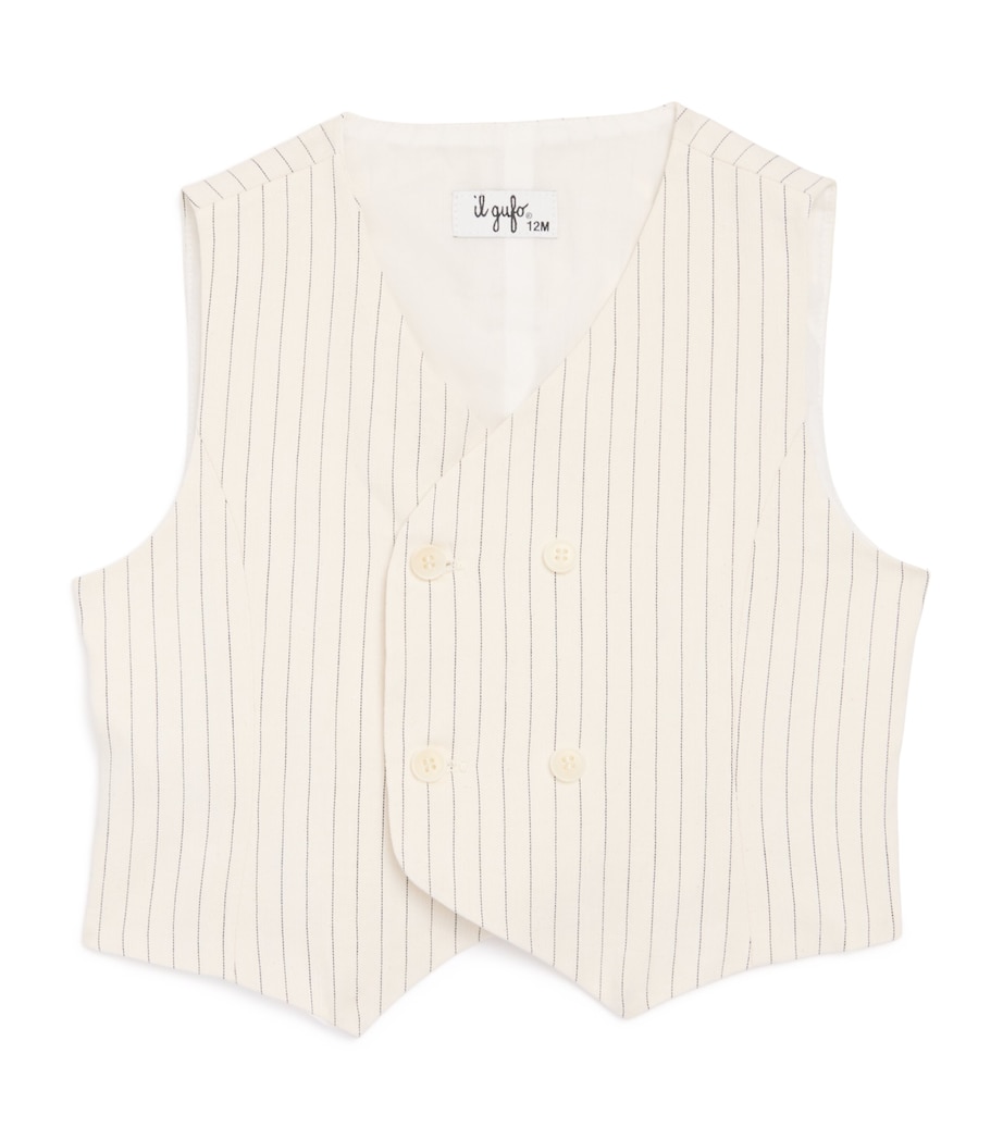 Cotton-Hemp Striped Waistcoat (2-12 Years) 100 MILK Image 1