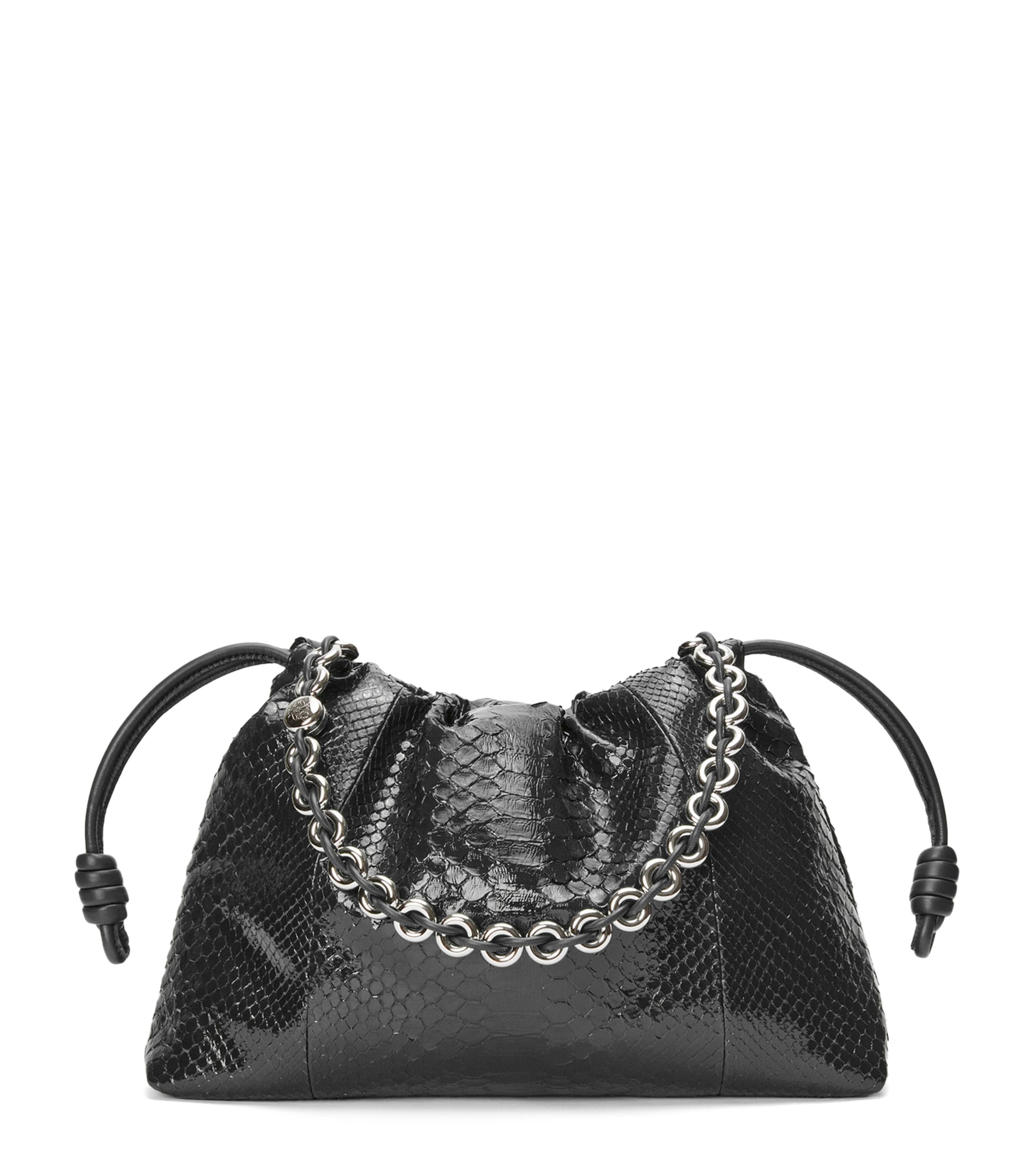 Large Patent Python Flamenco Purse BLACK Image 1