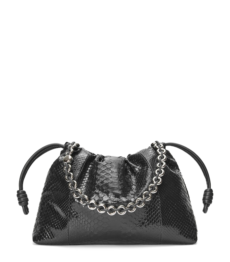 Large Patent Python Flamenco Purse BLACK Image 1