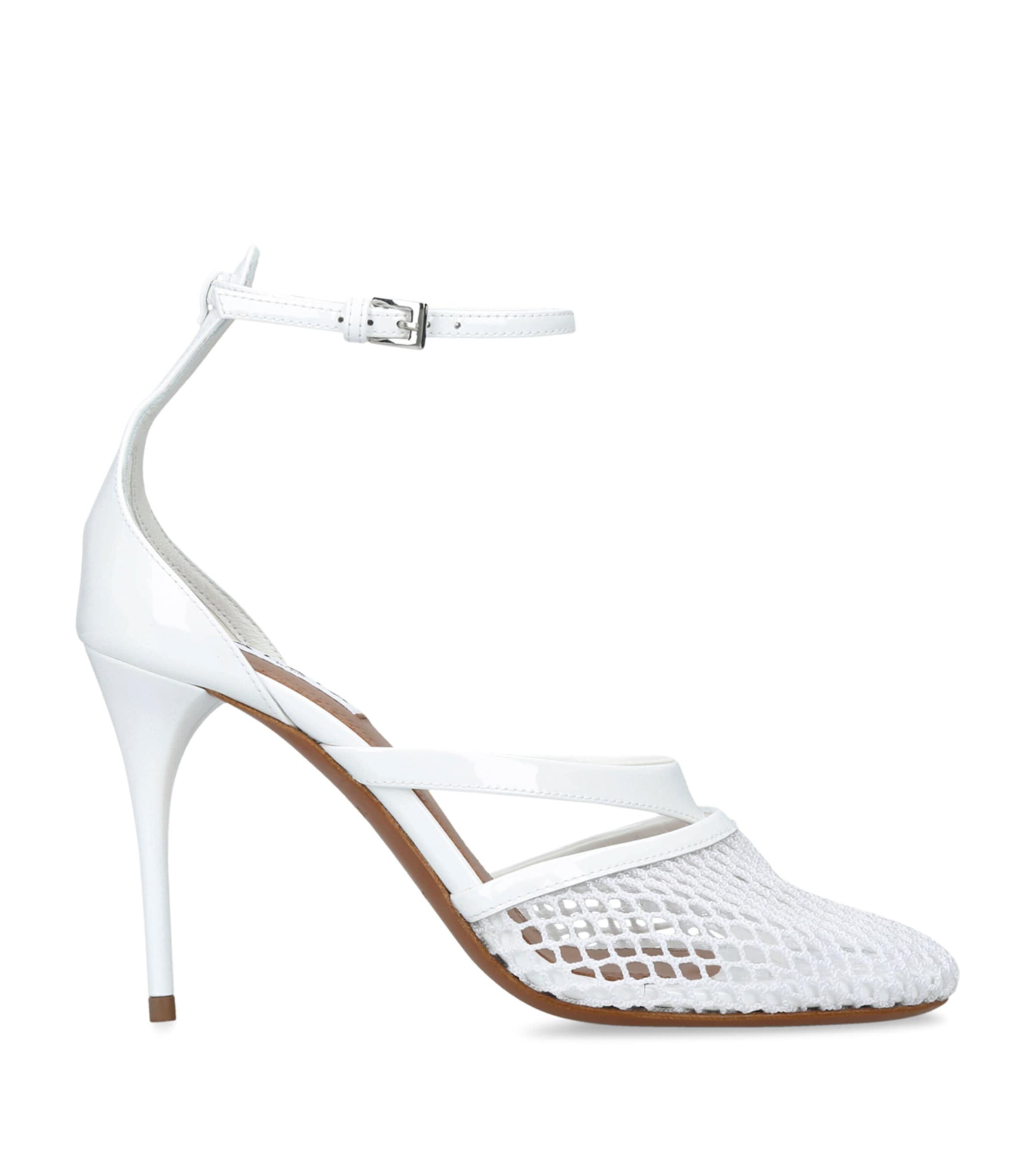 Alaïa Fishnet Patent Ankle-strap Pumps In White