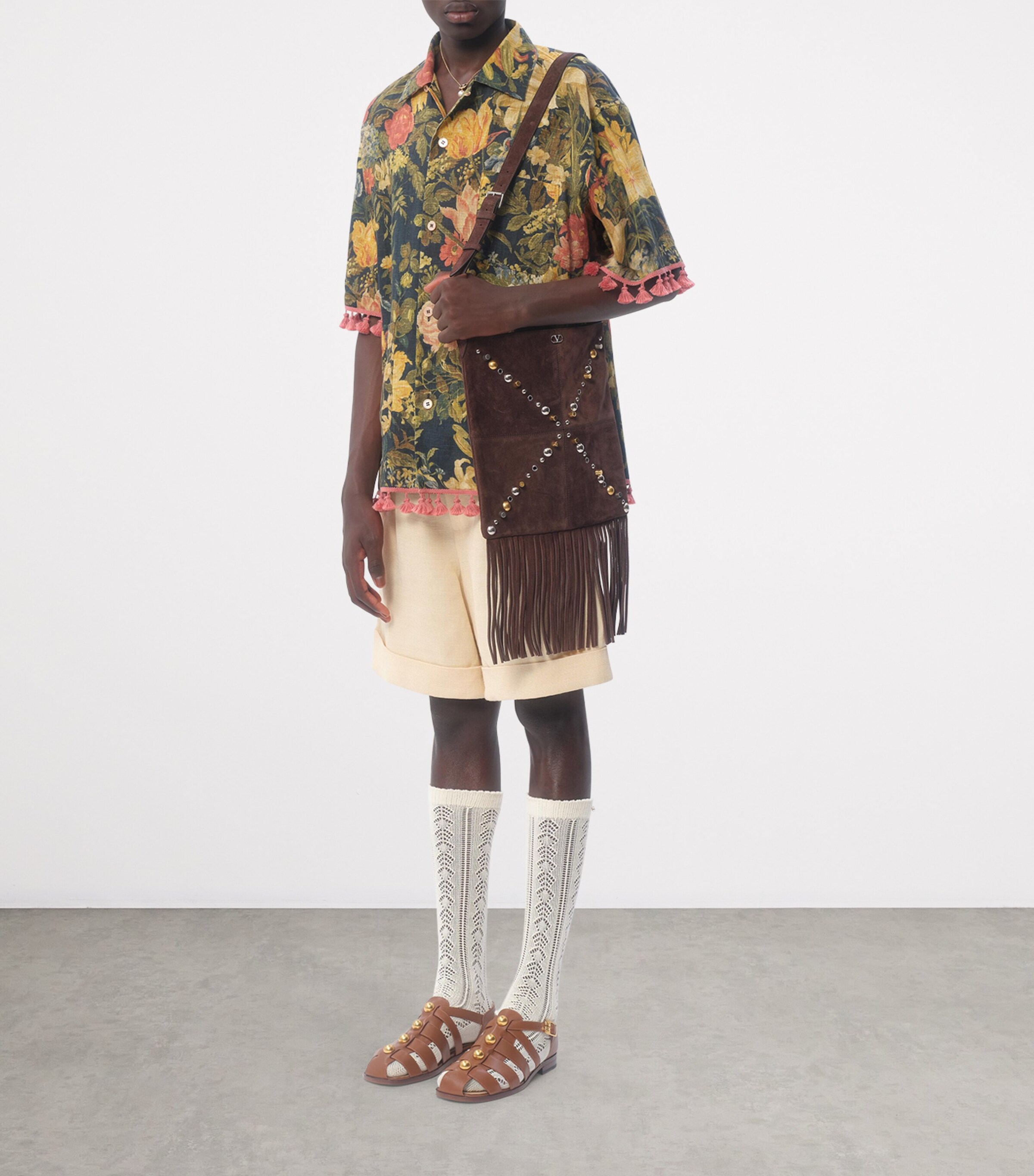Valentino Linen Floral Tassel-Trim Shirt | Harrods US