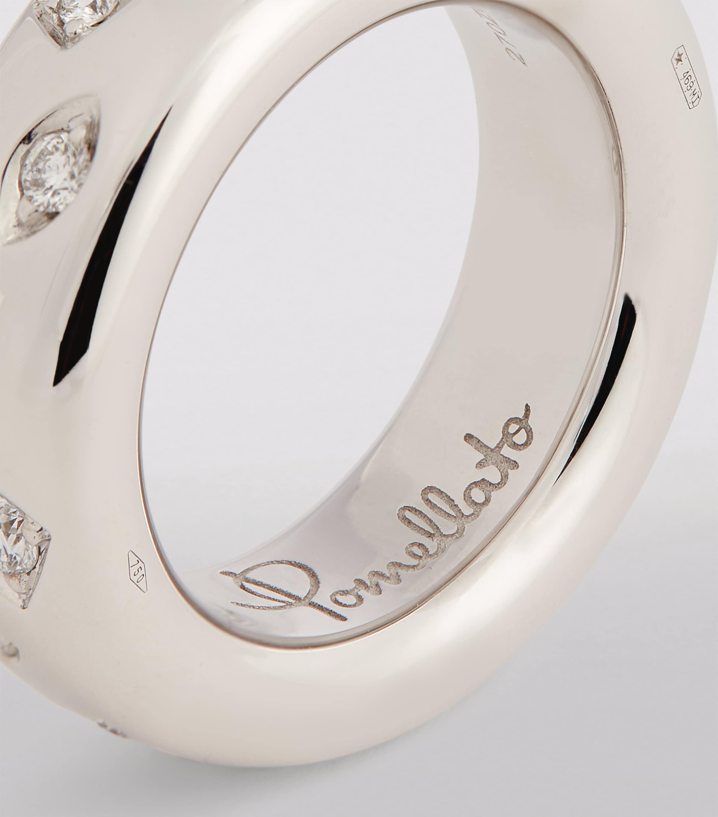 Pomellato Rhodium-Plated White Gold and Diamond Medium Iconica Ring Image 6