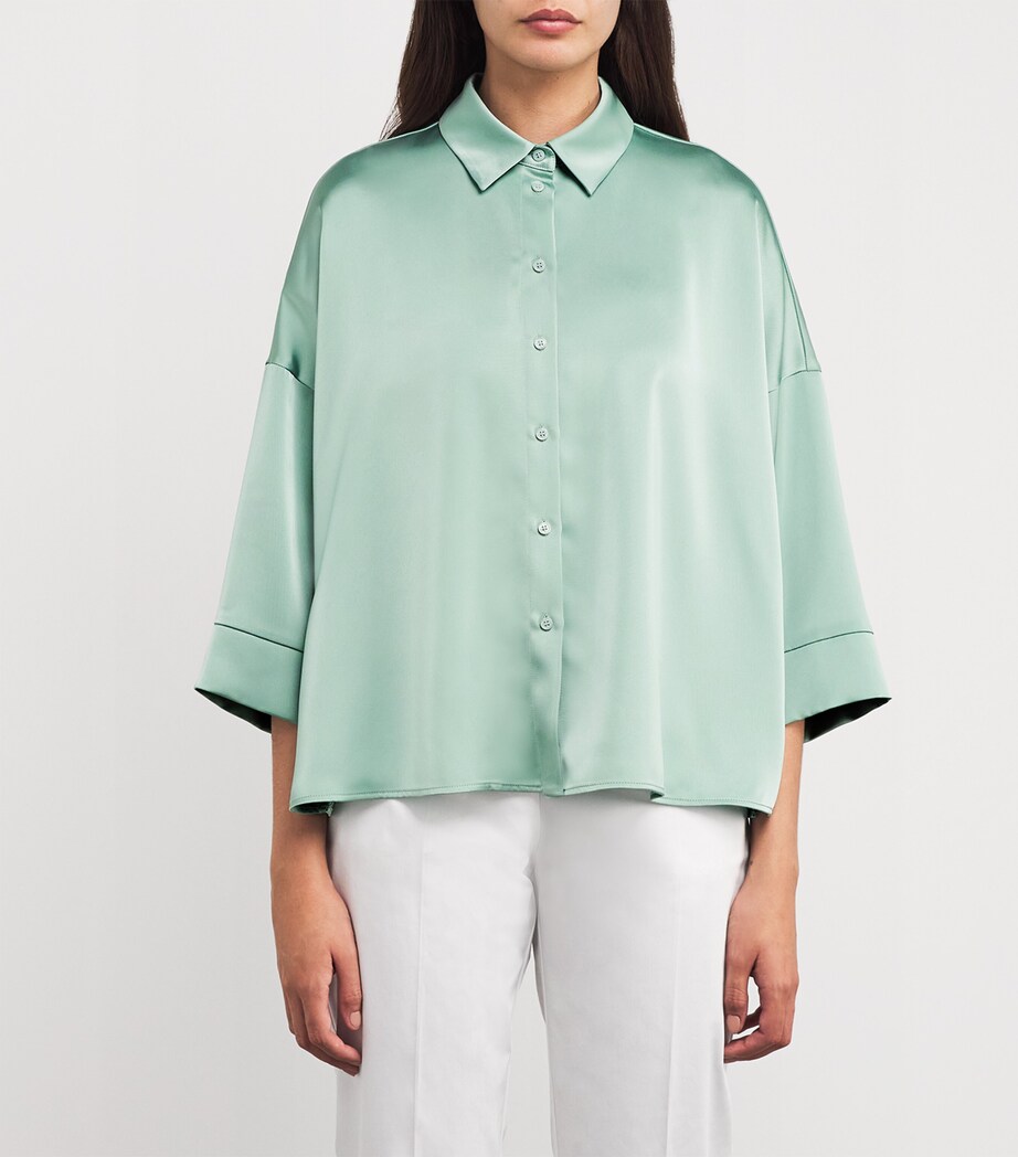 MAX&Co. Womens Satin Shirt Water Green Image 3