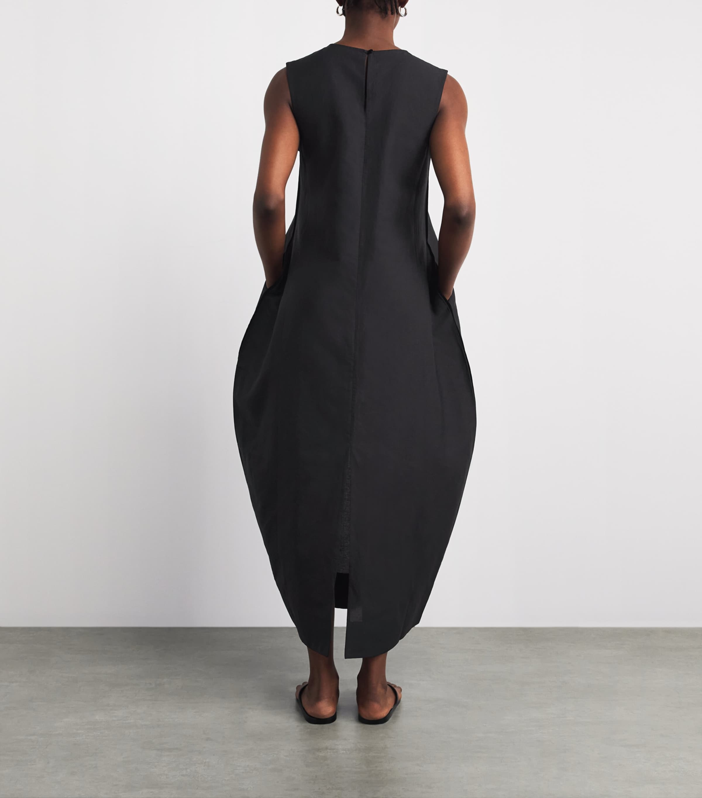 Róhe Womens Linen-Silk-Blend Maxi Dress Black Image 4