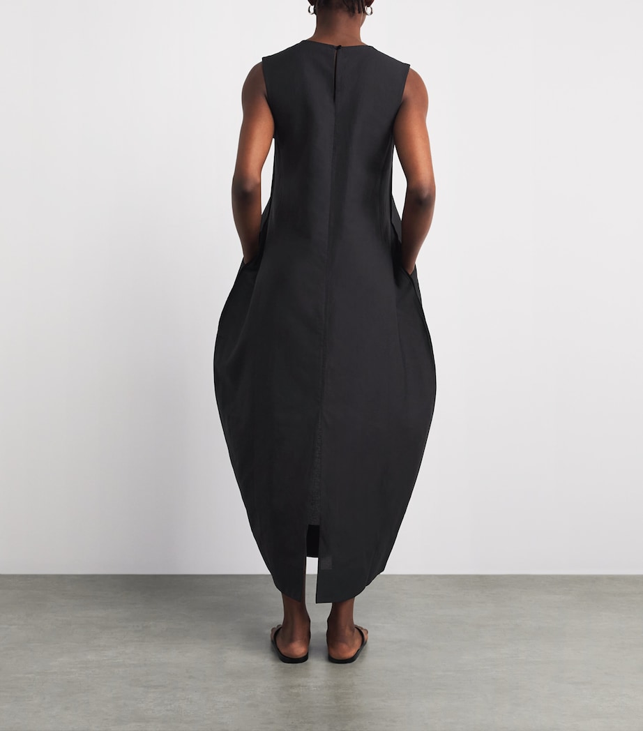 Róhe Womens Linen-Silk-Blend Maxi Dress Black Image 4