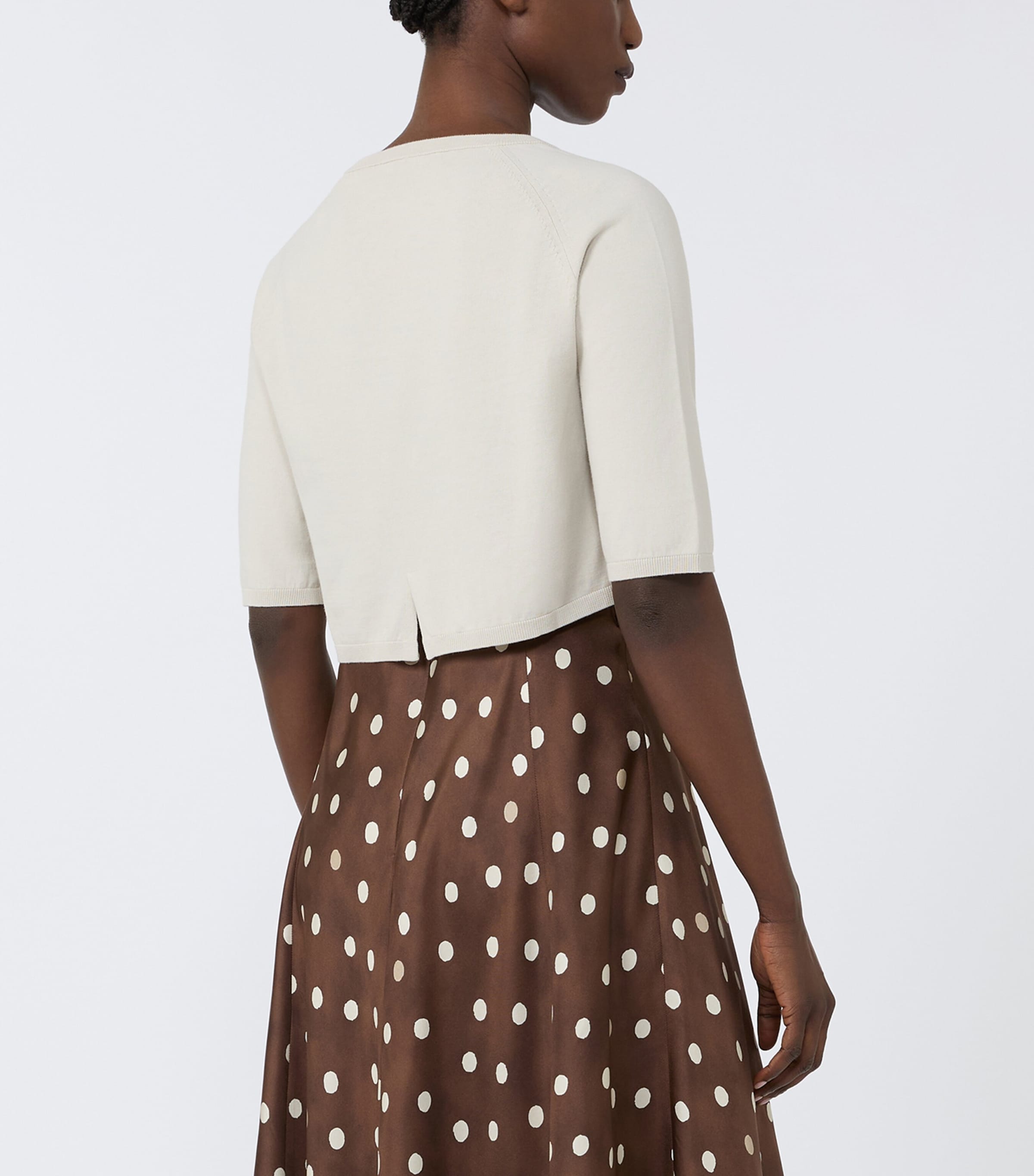Max Mara Womens Cotton Cropped Cardigan White Image 3