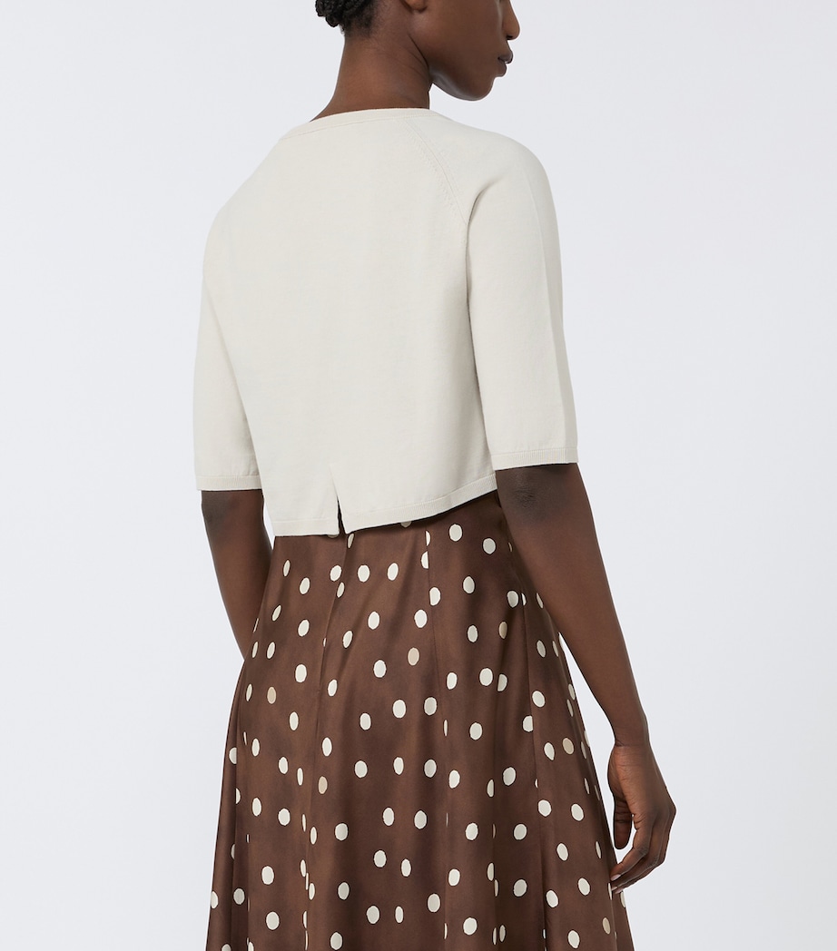 Max Mara Womens Cotton Cropped Cardigan White Image 3