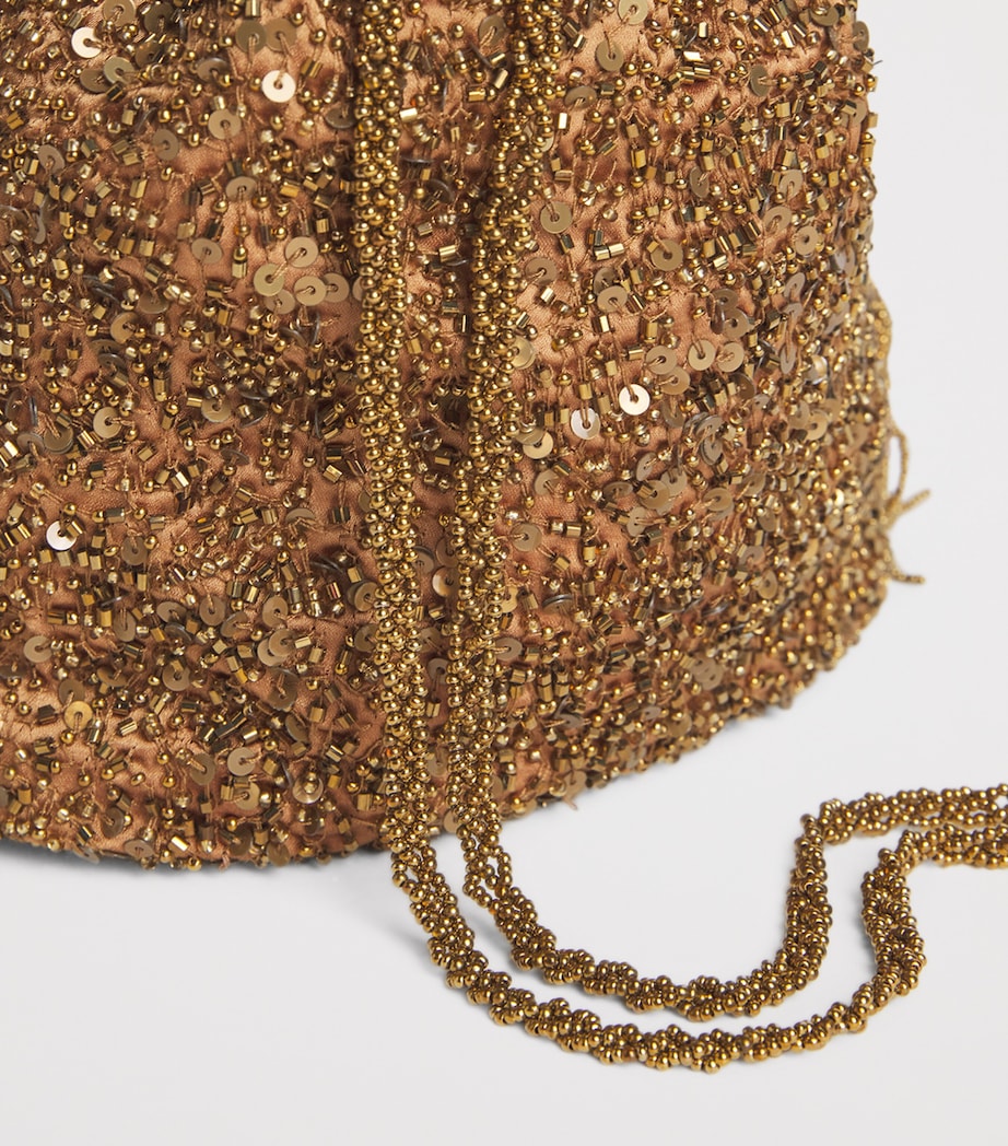 Rixo Silk Embellished Orla Clutch Bag Scatter Embell Gold Image 6
