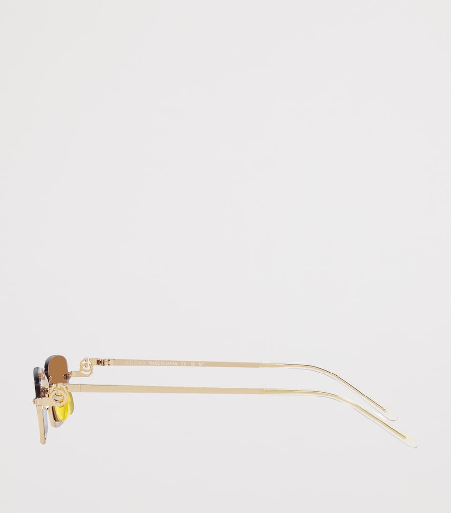 Gucci Metal Logo Rectangular Sunglasses Image 3