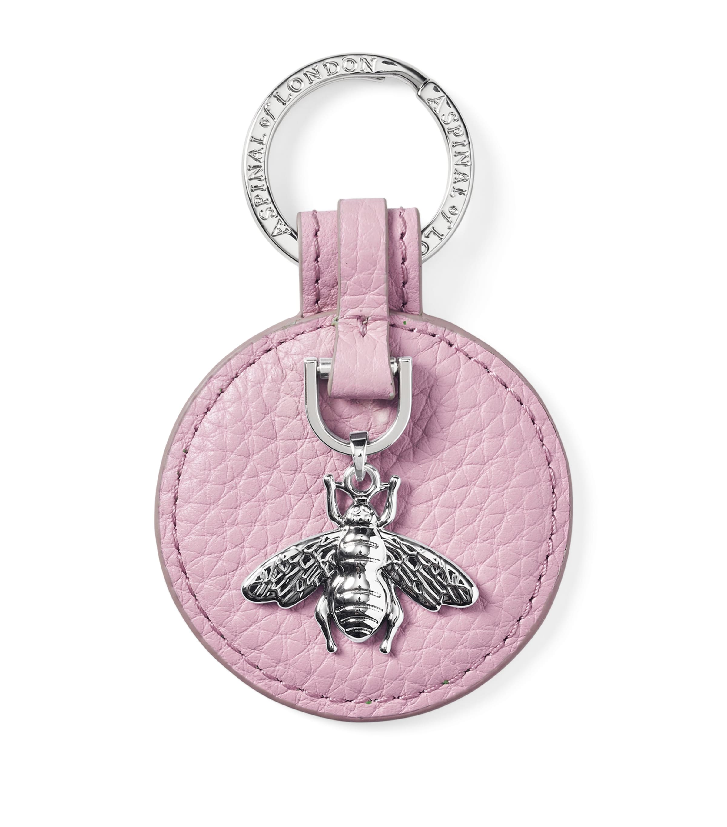 Aspinal Of London Womens Lilac Bee Logo-engraved Leather And Metal Keyring In Purple