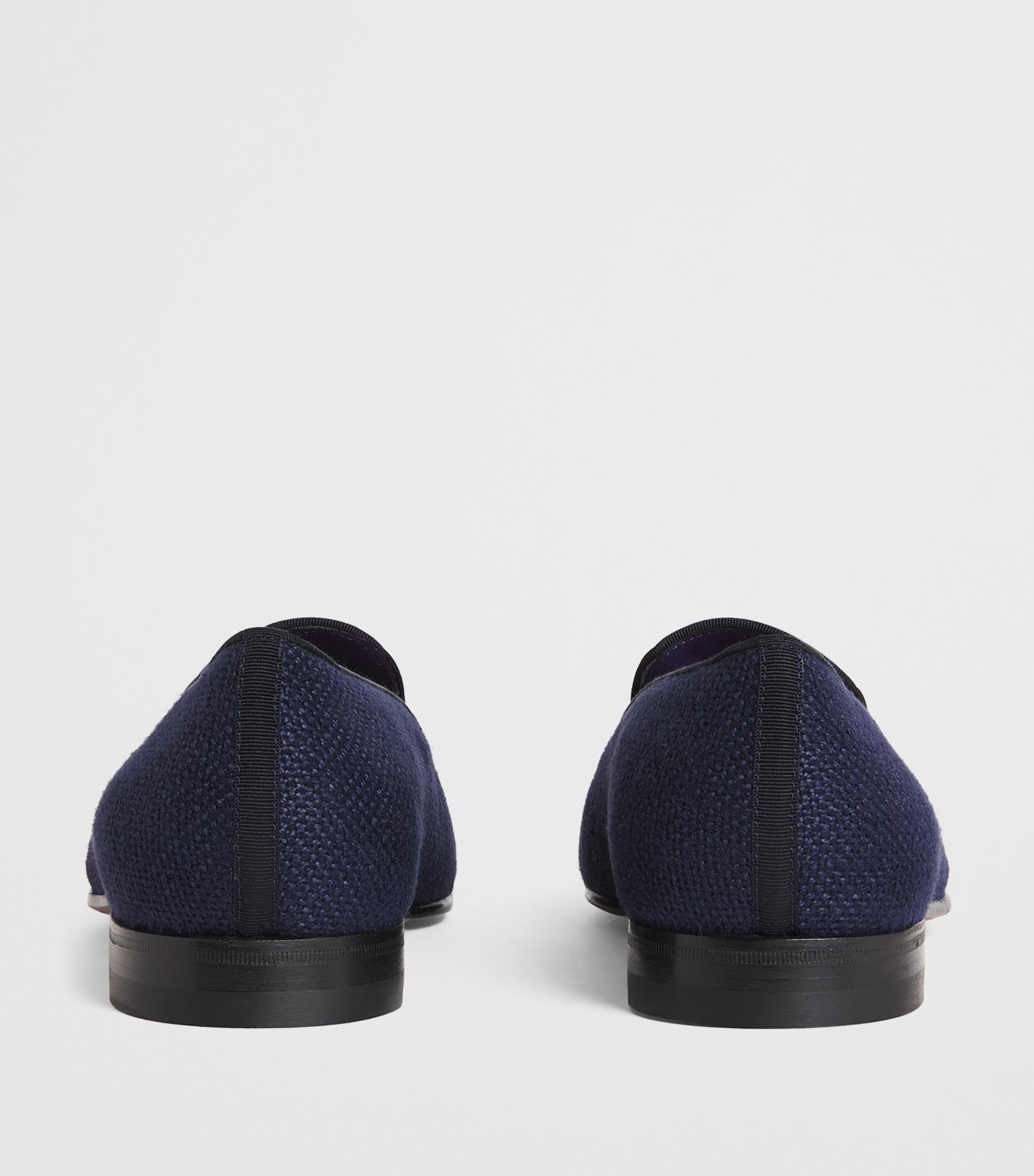 Velvet Crest-Embellished Slippers NAVY Image 4