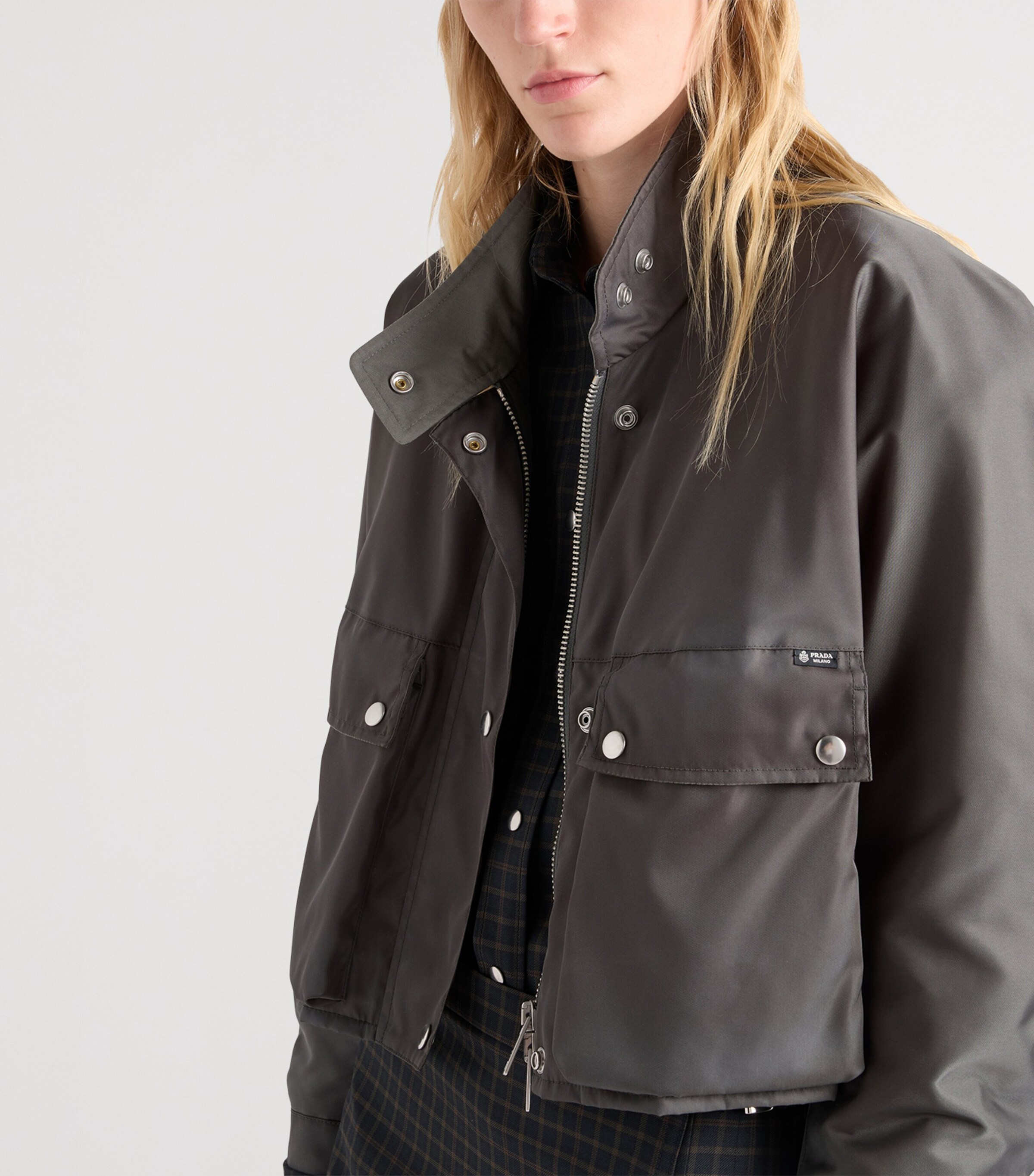 Prada Womens Washed Re-Nylon Jacket Grey Image 3