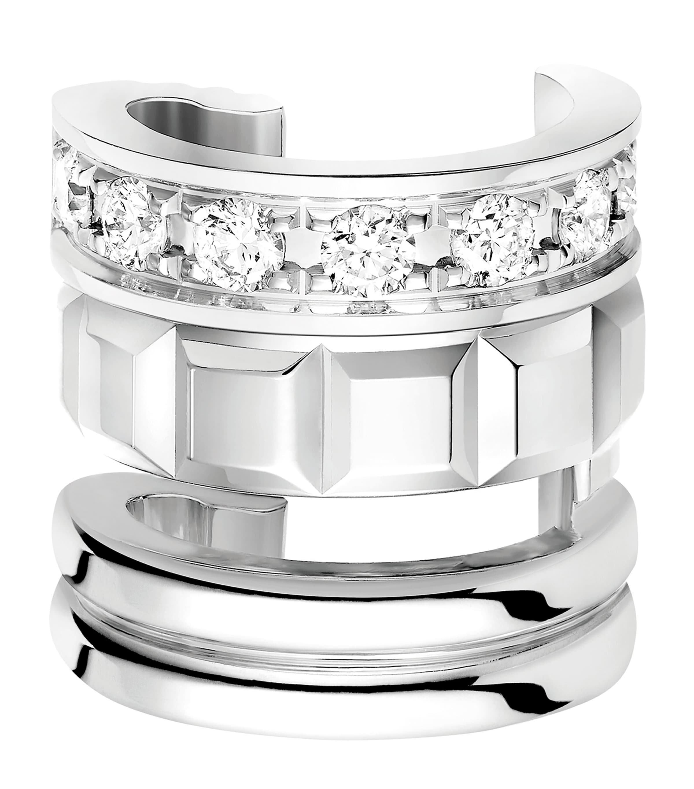 White Gold and Diamond Quatre Single Ear Clip SILVERED Image 2