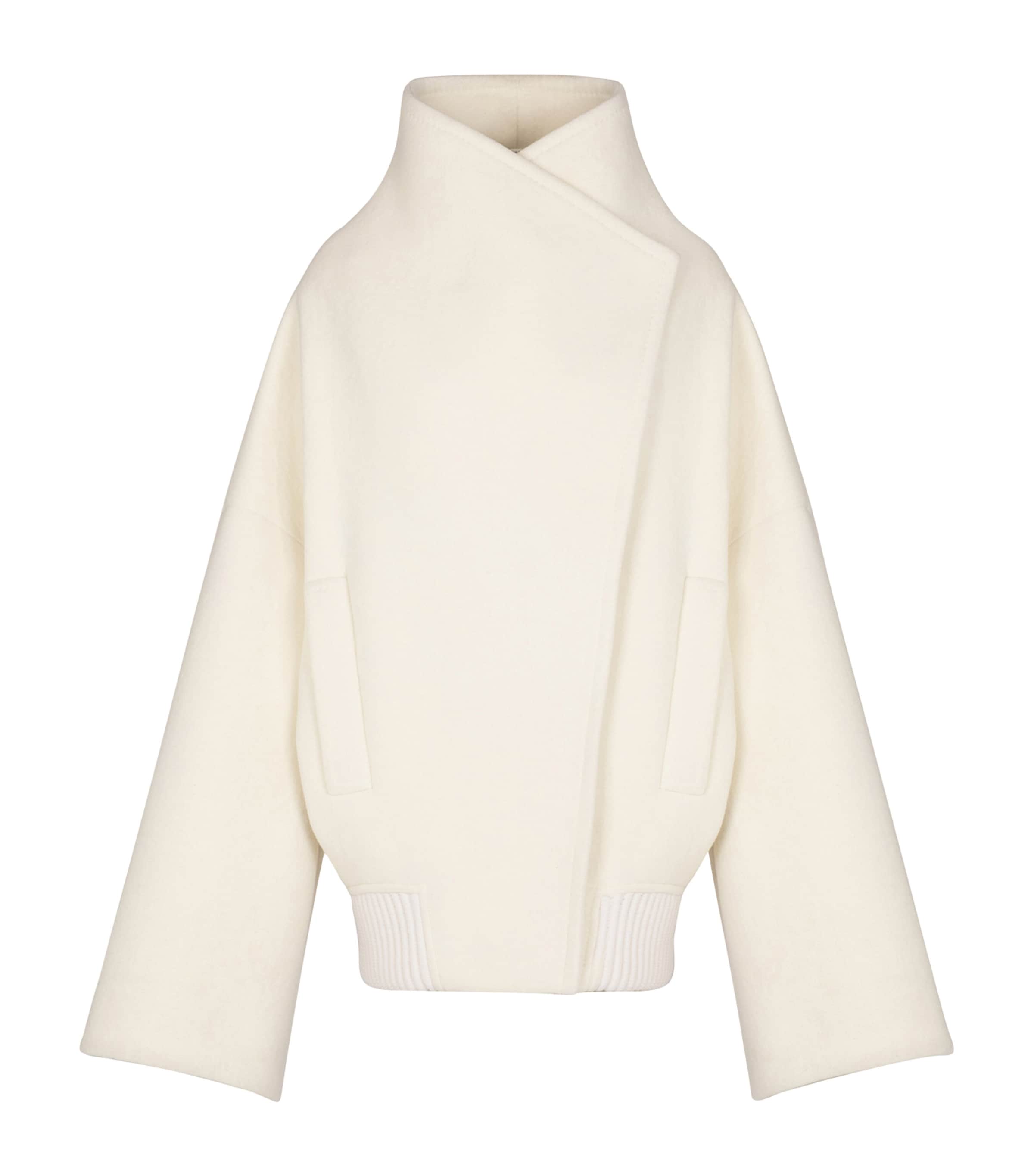 Balmain Wool-blend Oversized Caban Jacket In White