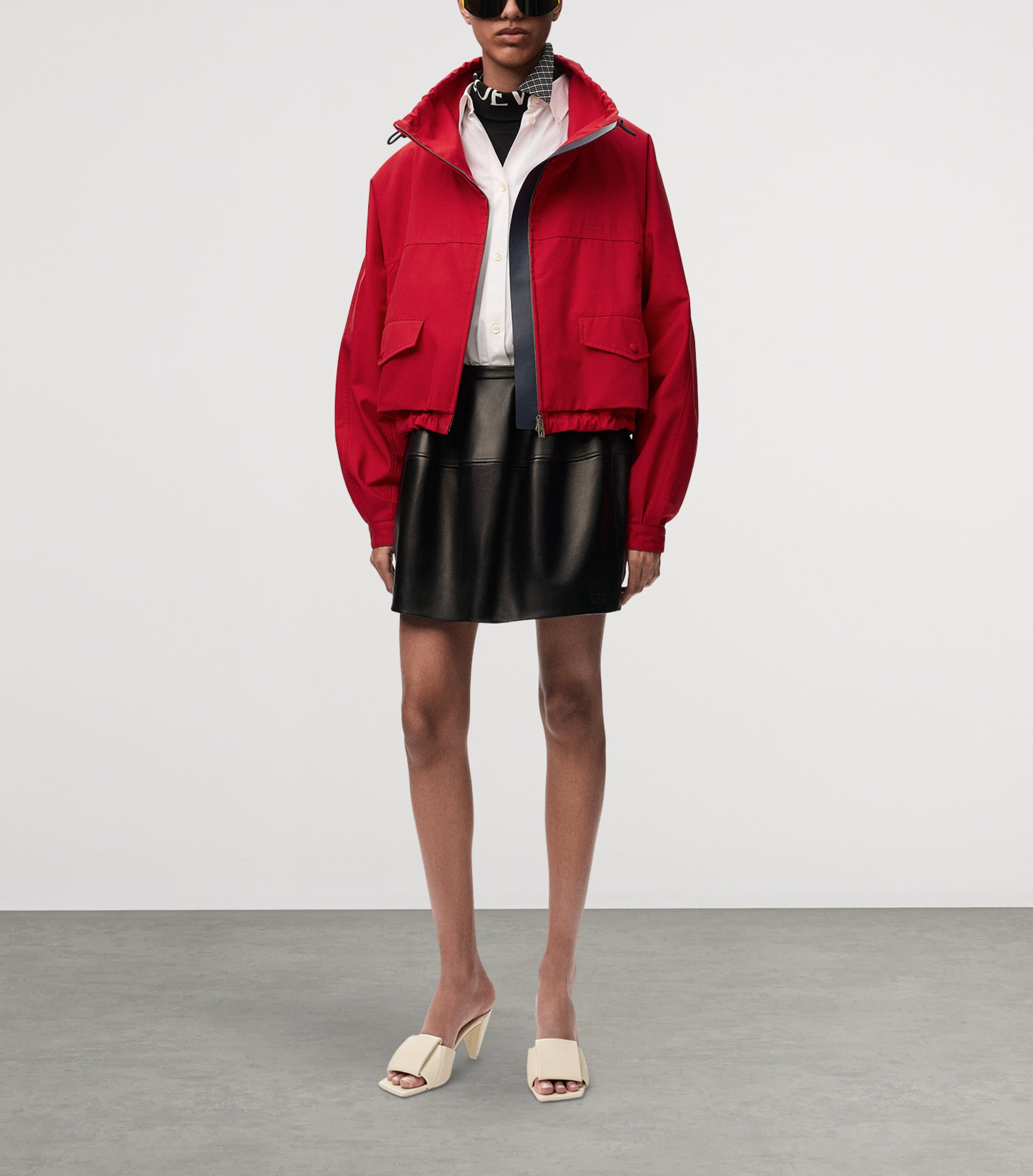 LOEWE Womens Cotton-Silk Bomber Jacket Red Image 2