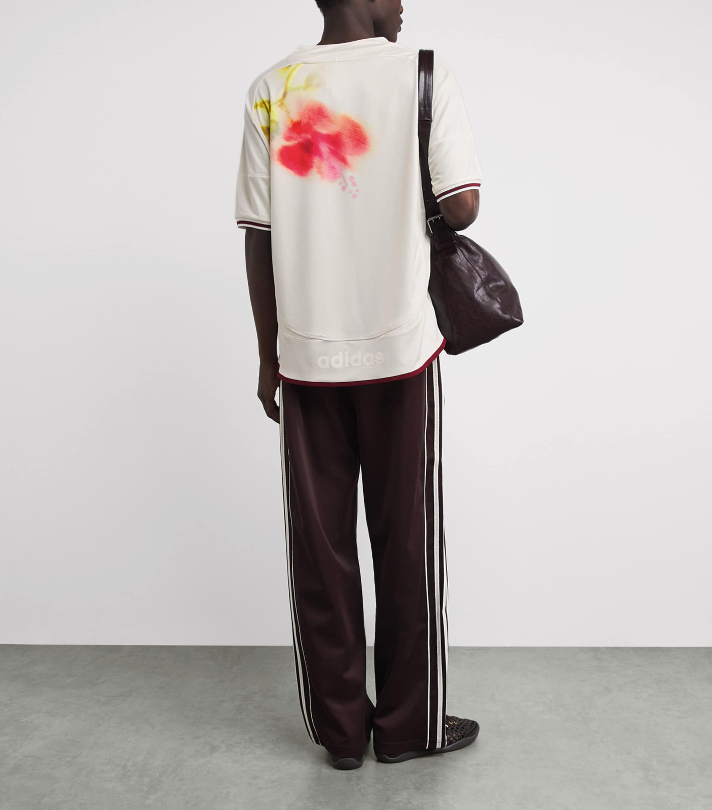 adidas Mens x Wales Bonner Floral Print Football T-Shirt Cwhite Image 2