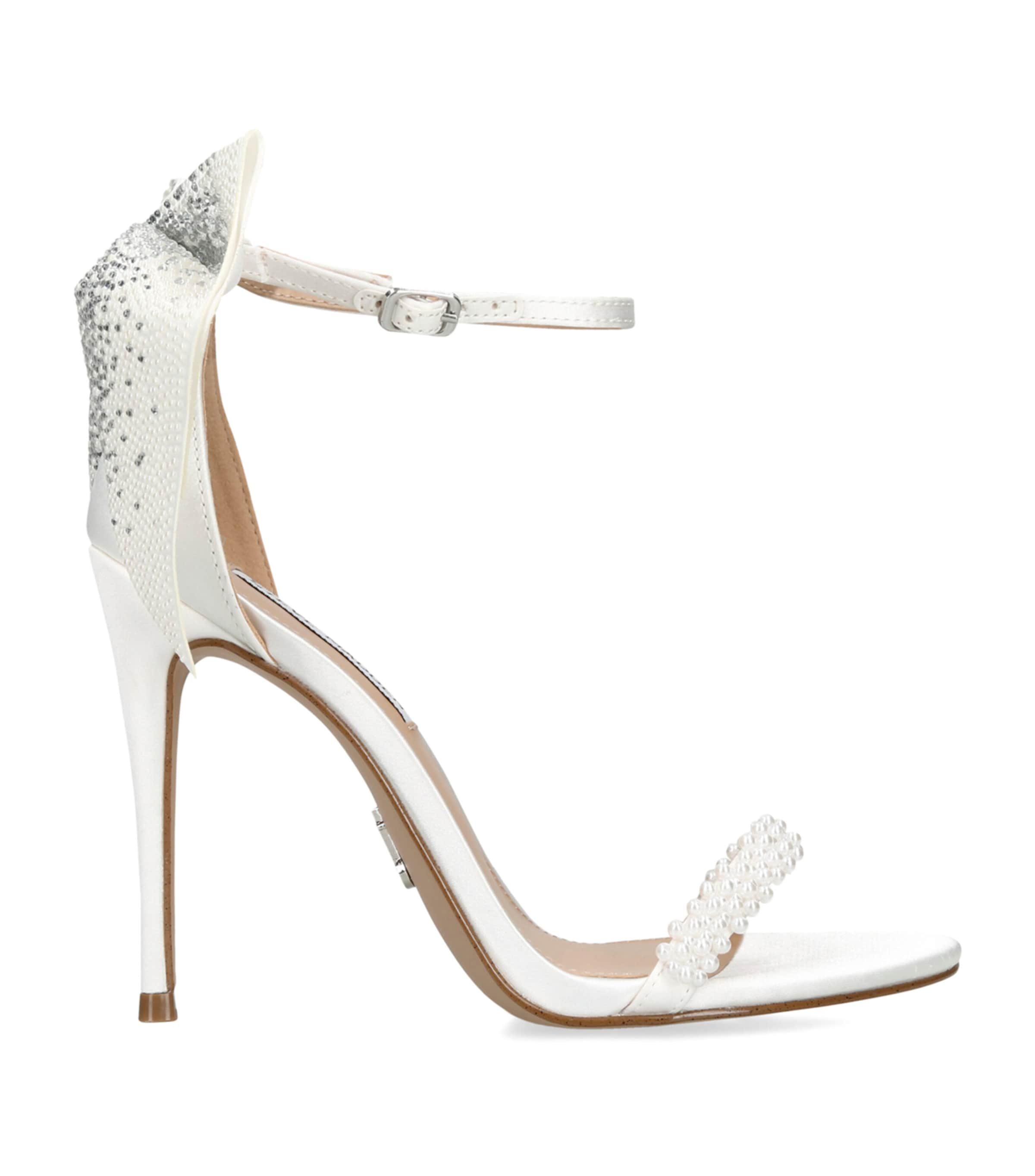 Steve Madden Satin Embellished Bellarosa Sandals 105 In Ivory