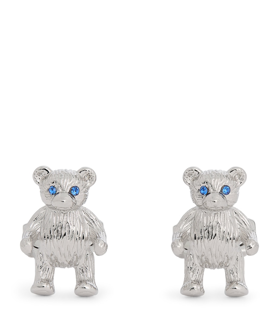 Palladium-Plated Teddy Bear Cufflinks BLUE Image 1